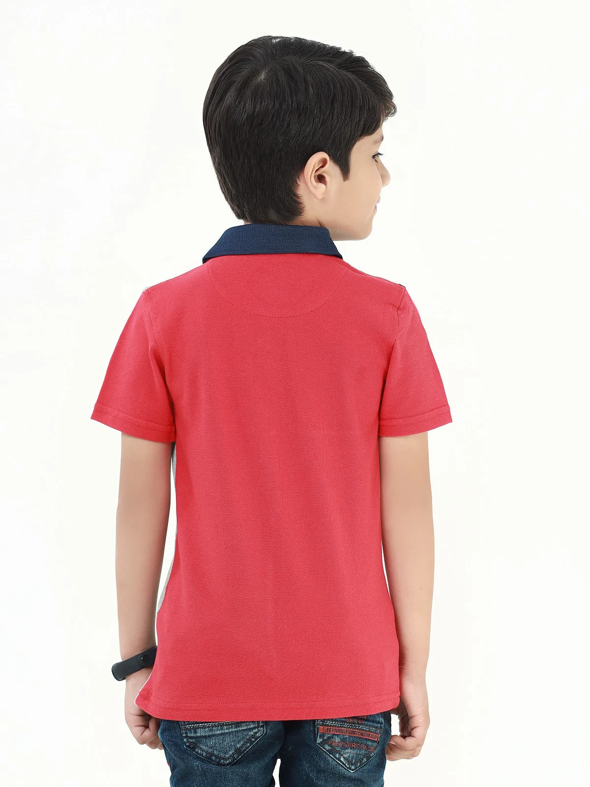 Boy's Red & Heather Grey Polo Shirt - EBTPS22-039 - Image 4