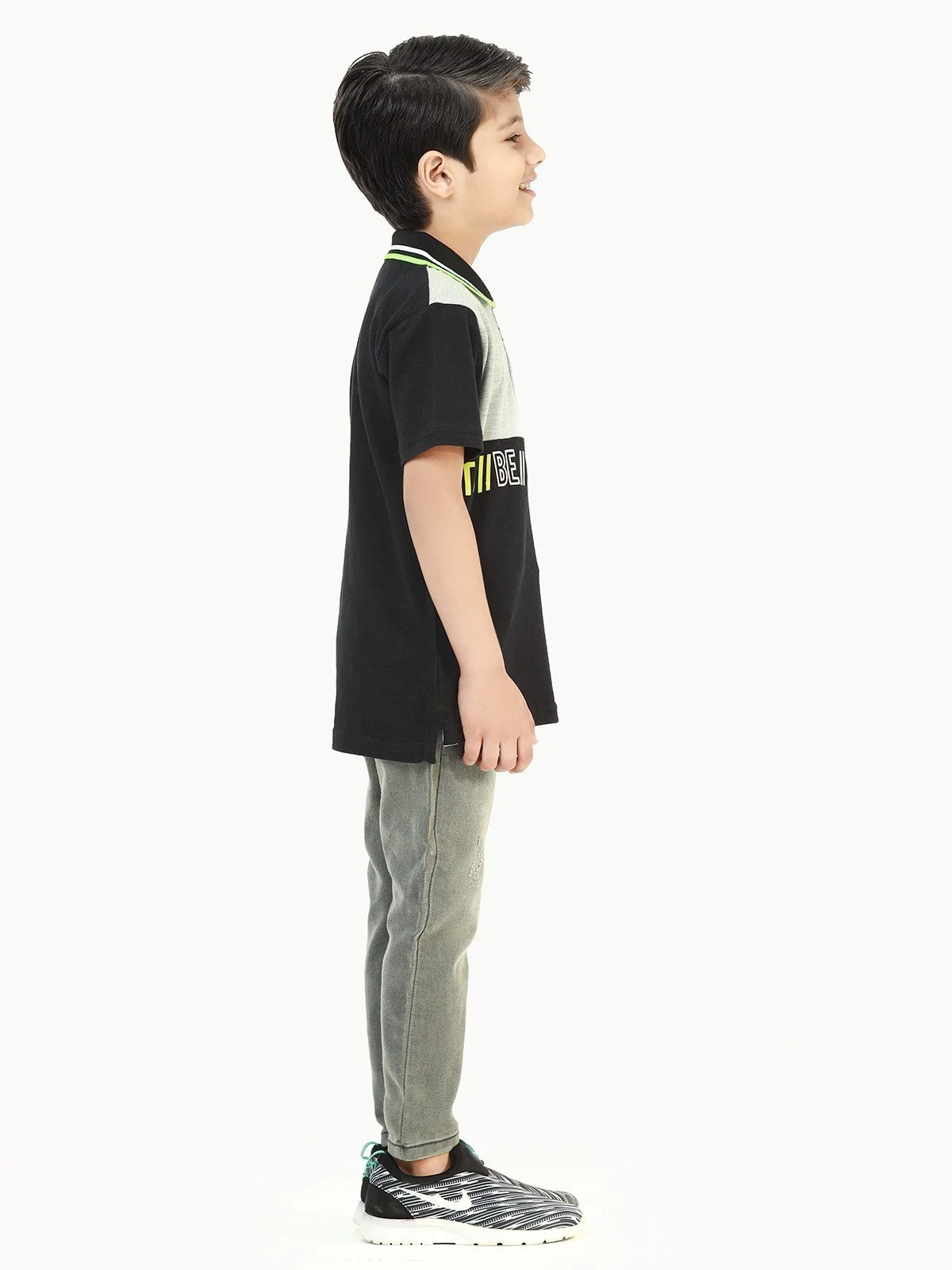 Boy's Black & Heather Grey Polo Shirt - EBTPS22-041 - Image 2