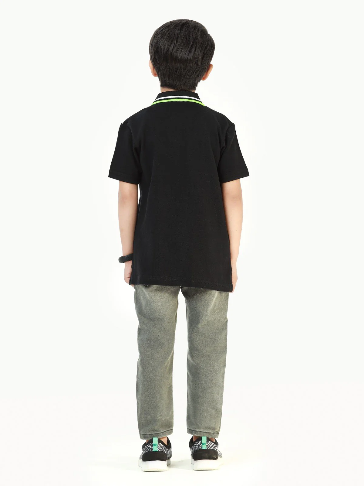 Boy's Black & Heather Grey Polo Shirt - EBTPS22-041 - Image 5