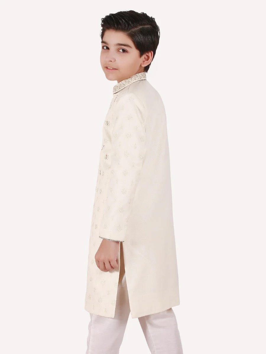 Boy's Cream Sherwani Suit - EBTS20-34004 - Image 2