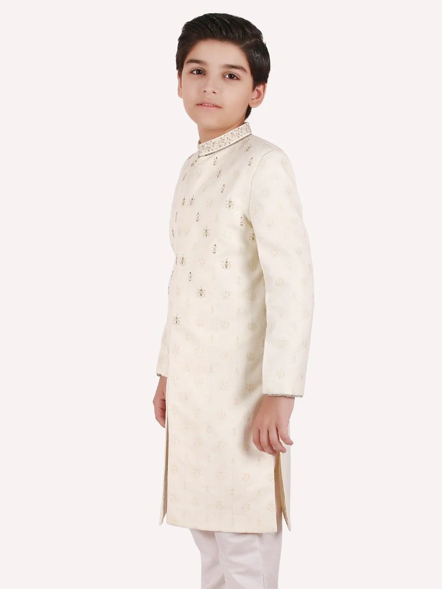 Boy's Cream Sherwani Suit - EBTS20-34004 - Image 3