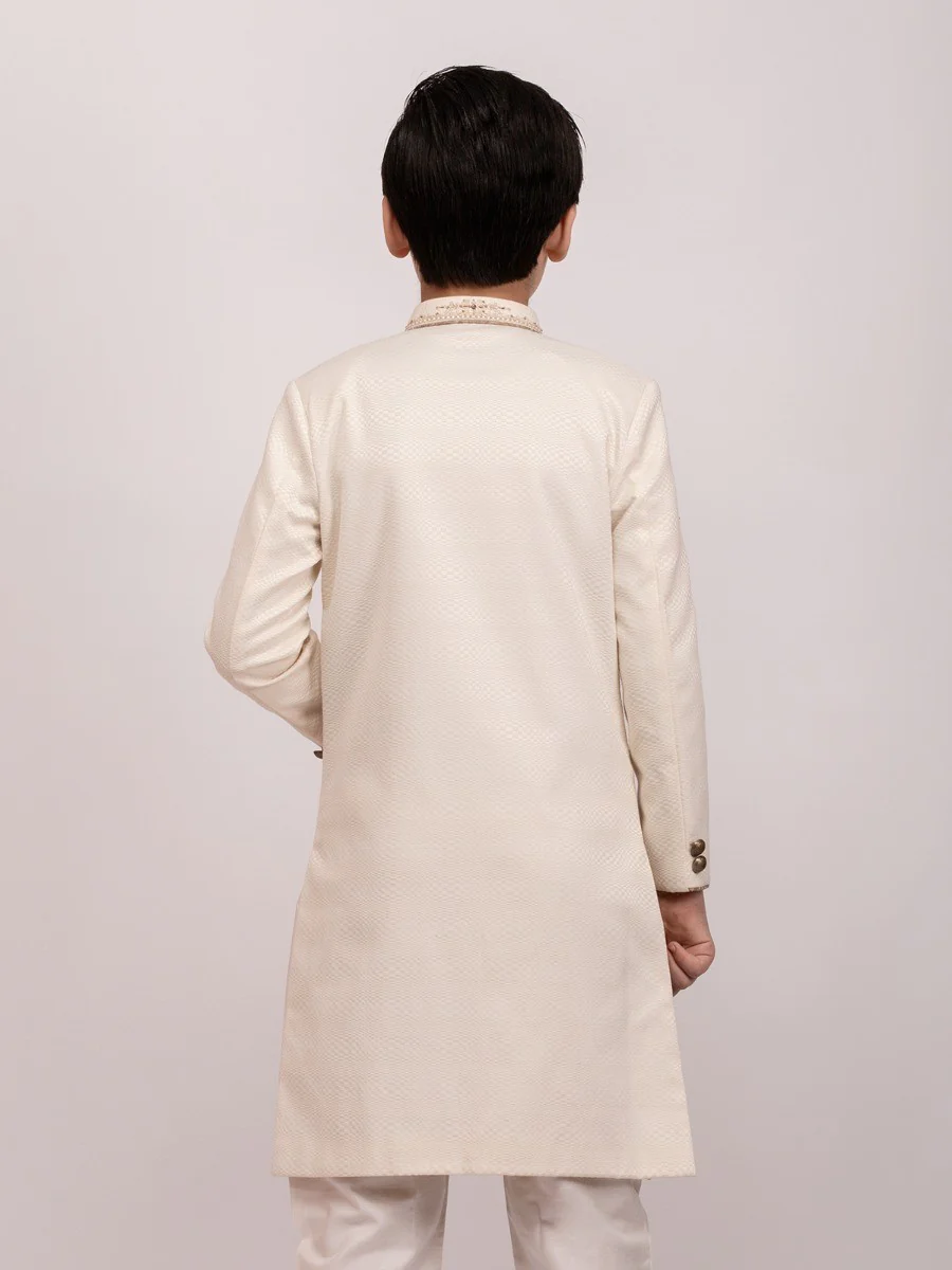 Boy's Cream Sherwani Suit - EBTS20-34006 - Image 3