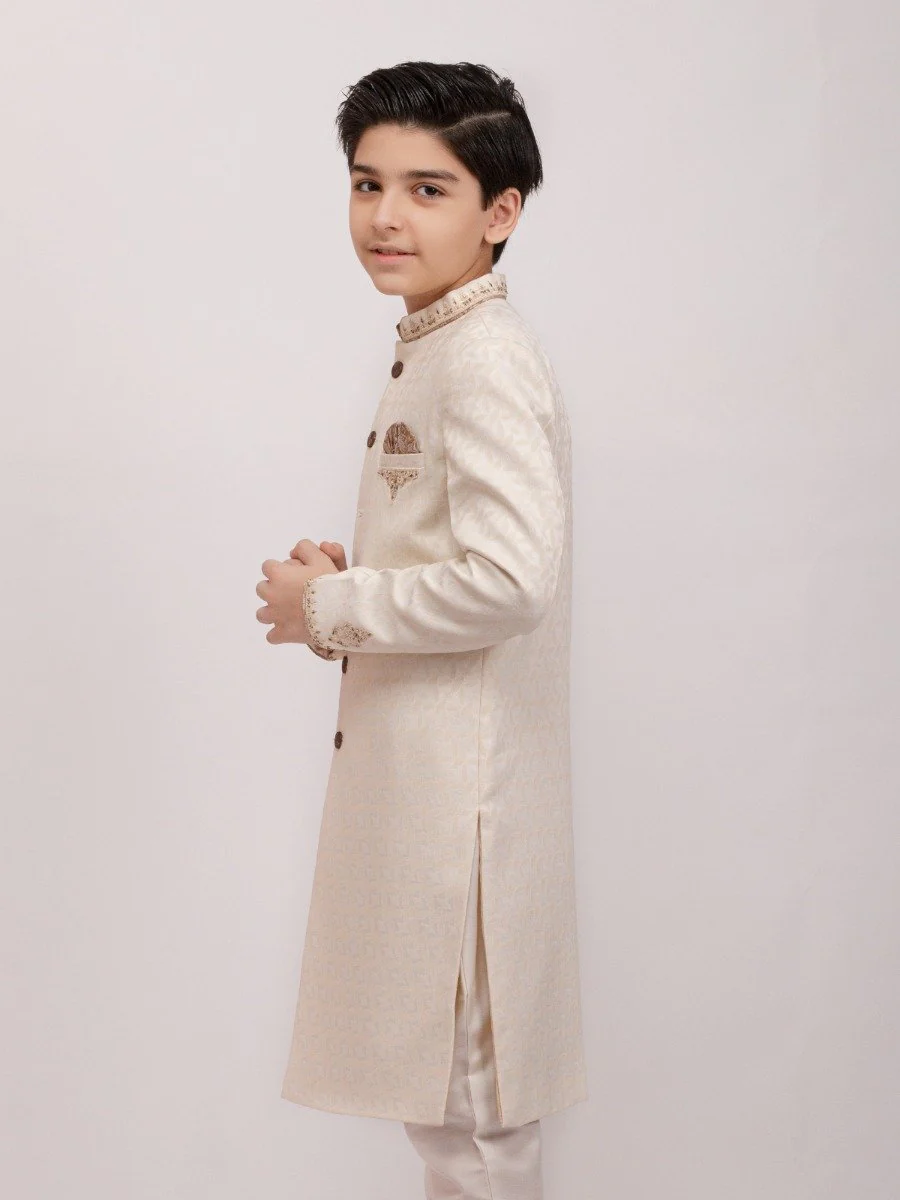 Boy's Cream Sherwani Suit - EBTS20-34007 - Image 2