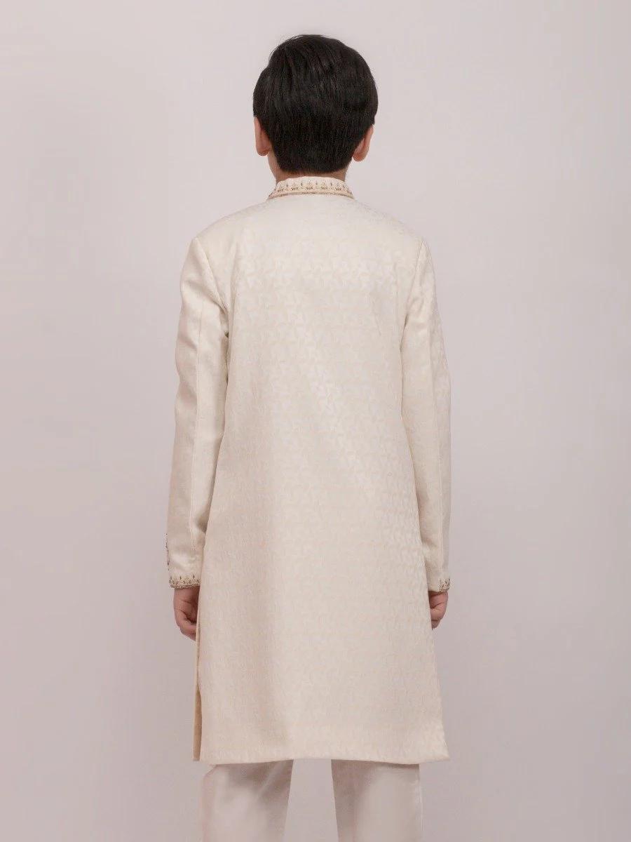 Boy's Cream Sherwani Suit - EBTS20-34007 - Image 3