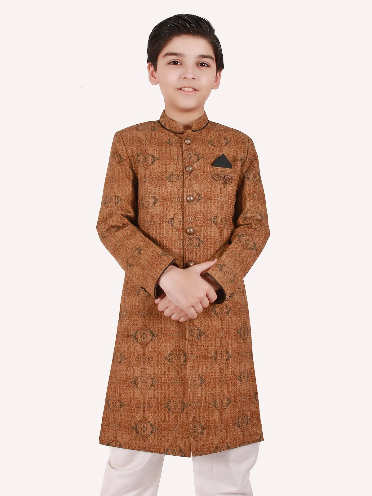 Boy's Golden Brown Sherwani Suit - EBTS20-34008