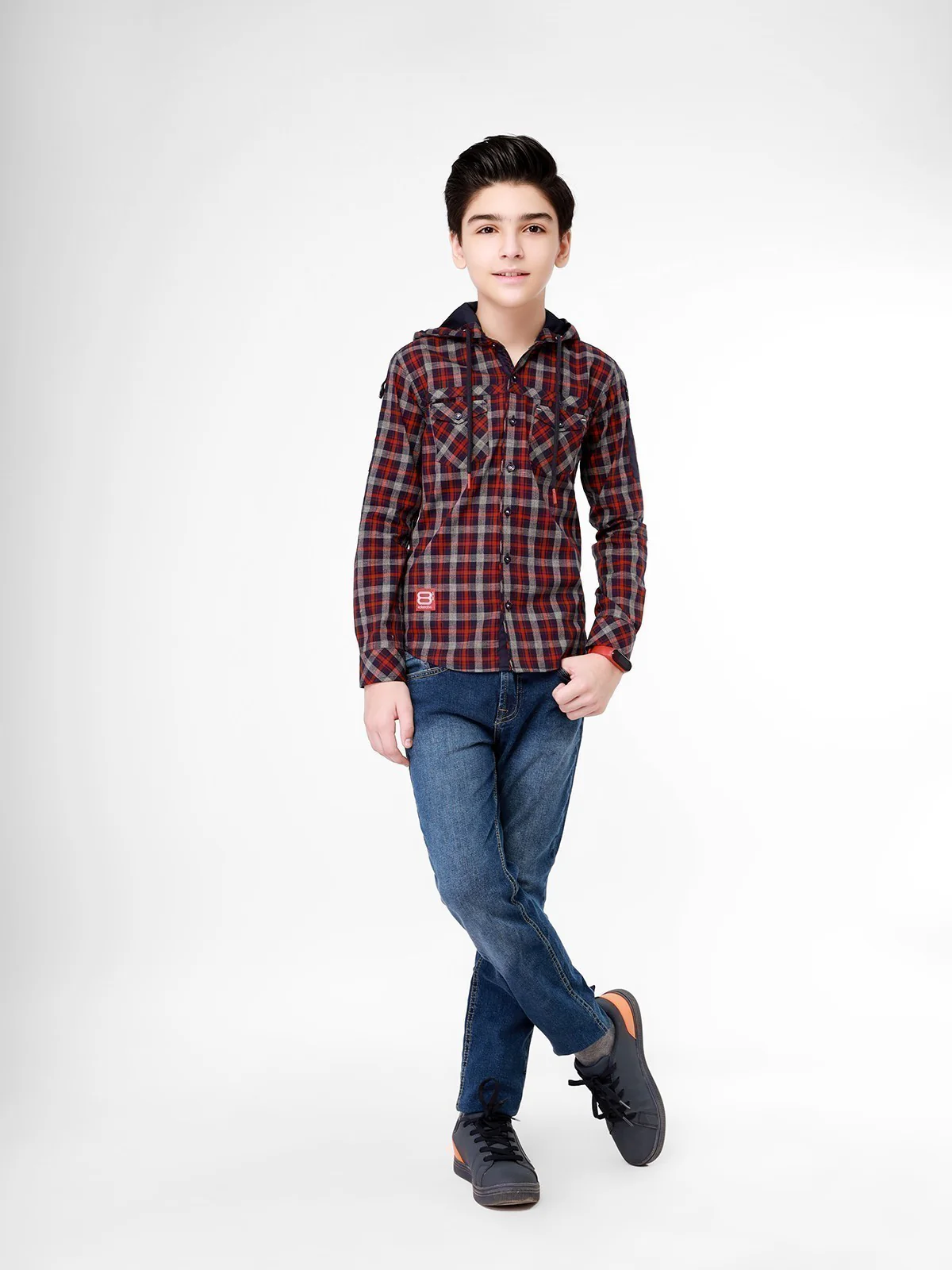 Boy's Maroon Blue Shirt - EBTS21-27332 - Image 2