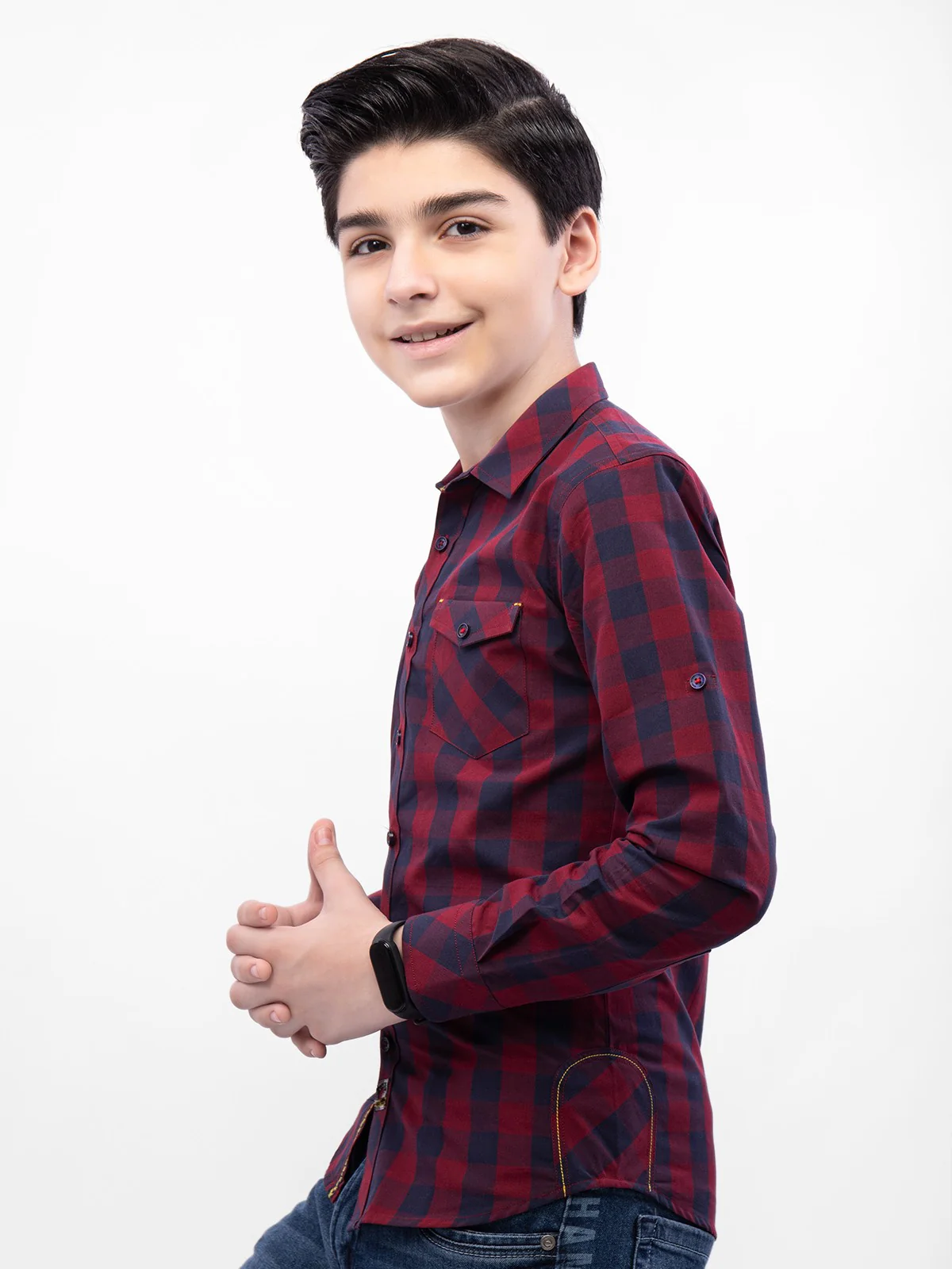 Boy's Maroon & Blue Shirt - EBTS21-27359 - Image 2