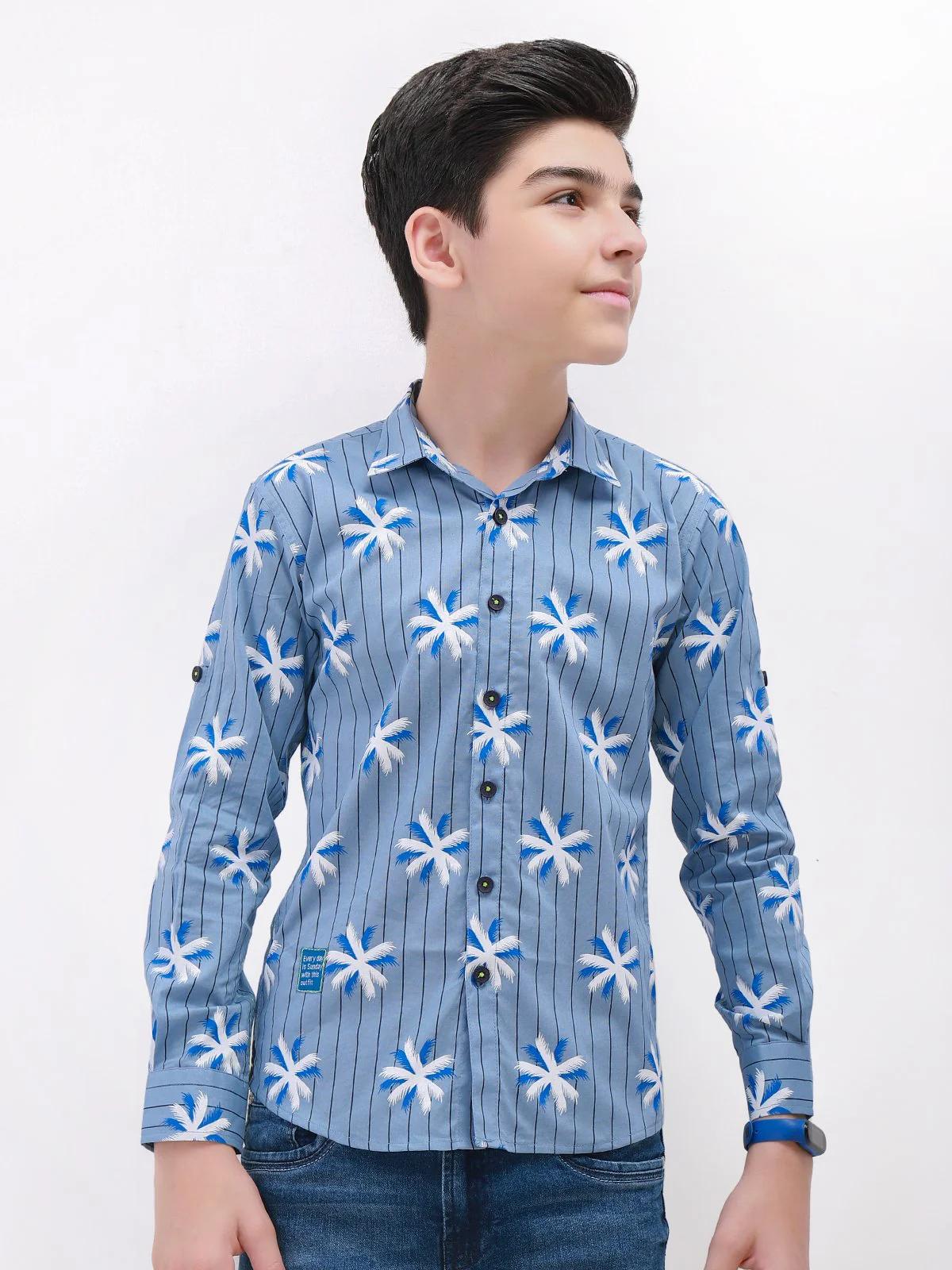 Boy's Mid Blue Shirt - EBTS21-27375 - Image 3