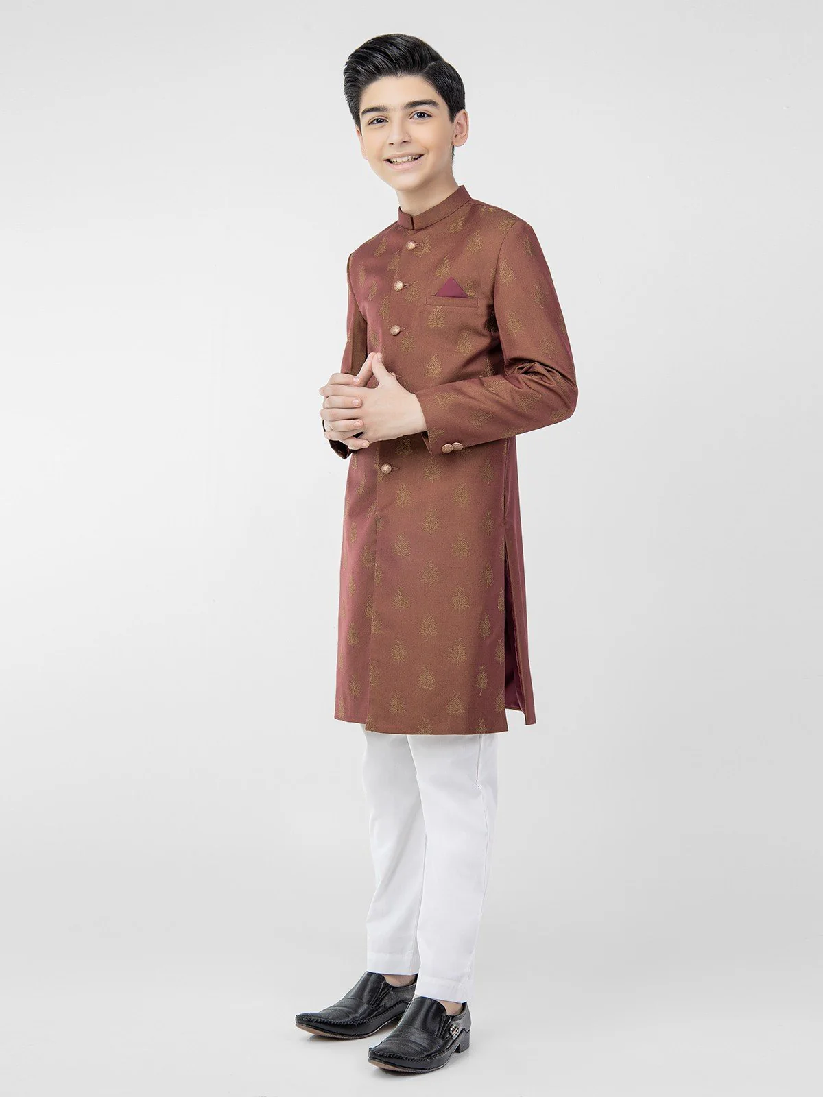 Boy's Dull Rust Sherwani Suit - EBTS21-34012 - Image 3
