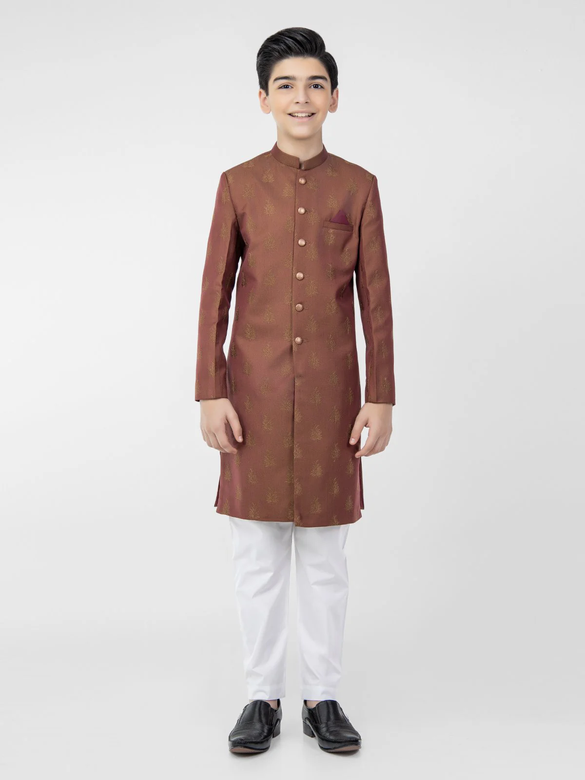 Boy's Dull Rust Sherwani Suit - EBTS21-34012 - Image 5