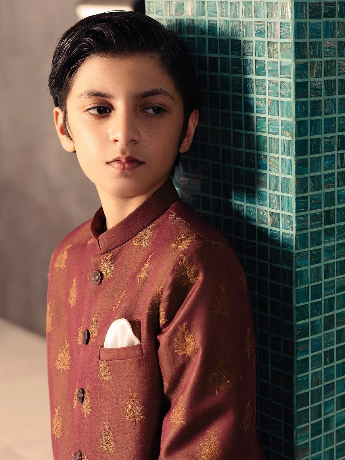 Boy's Dull Rust Sherwani Suit - EBTS21-34012 - Image 9