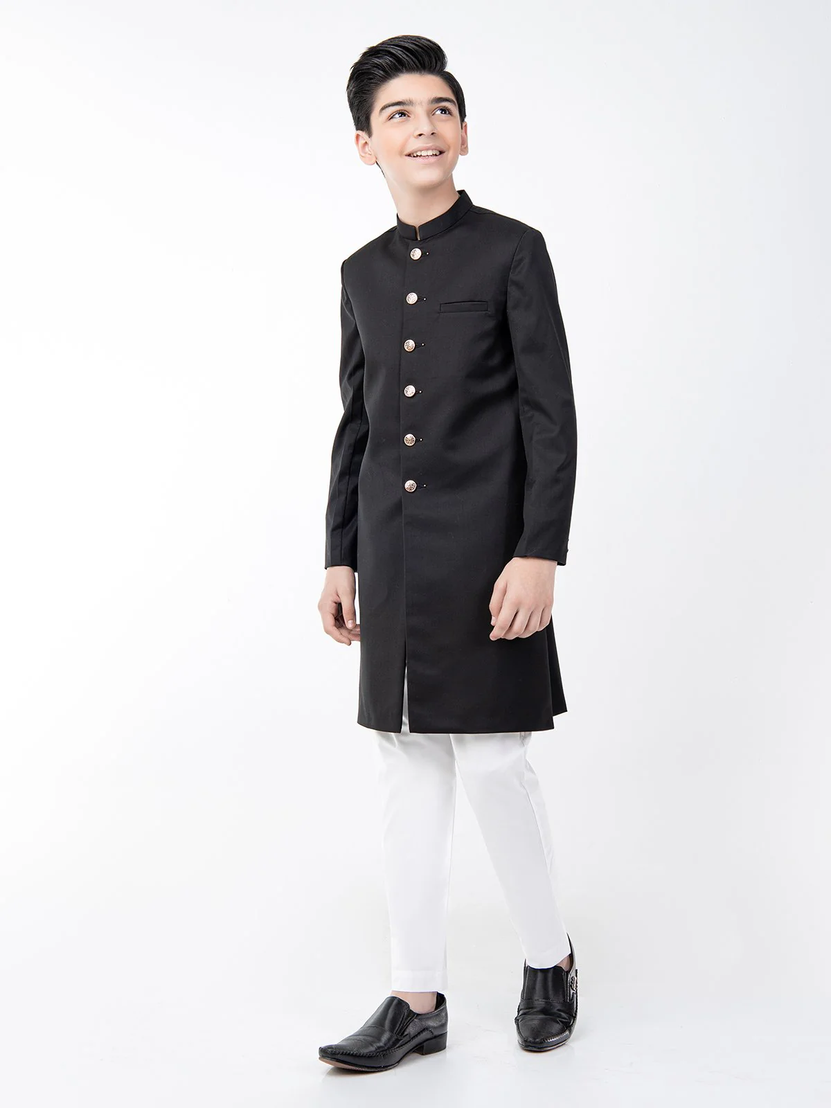 Boy's Black Sherwani Suit - EBTS21-34018 - Image 3