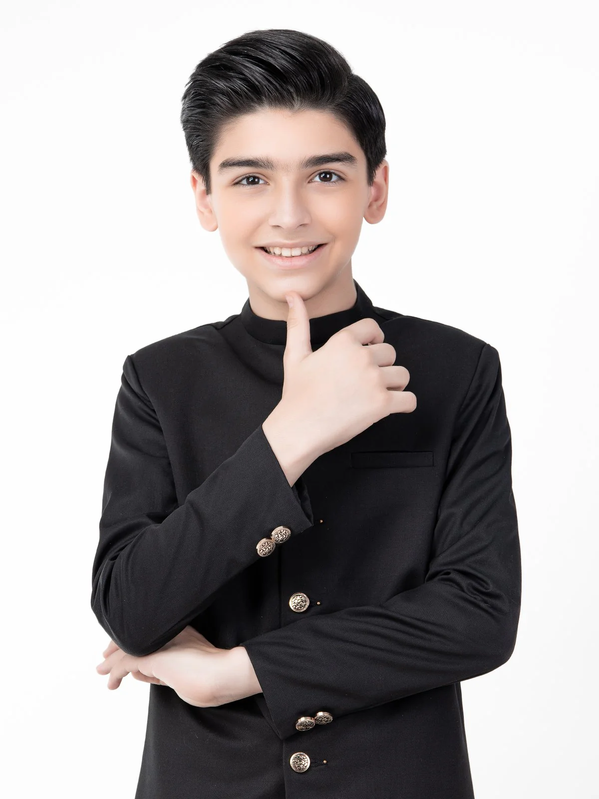 Boy's Black Sherwani Suit - EBTS21-34018 - Image 4