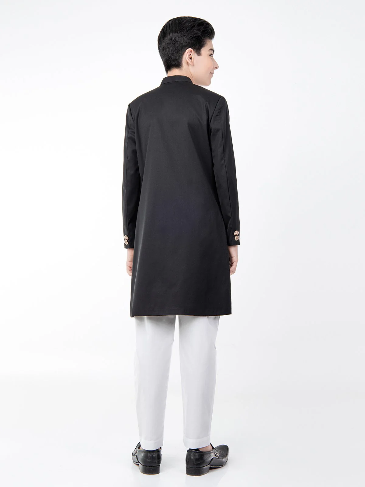 Boy's Black Sherwani Suit - EBTS21-34018 - Image 6