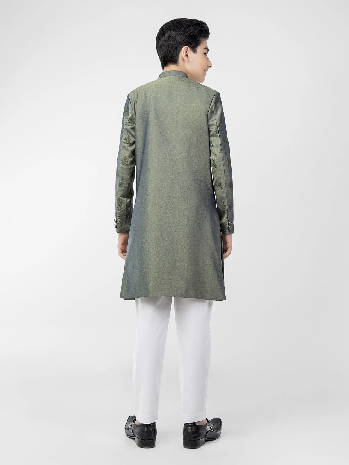 Boy's Green Sherwani Suit - EBTS21-34019 - Image 5