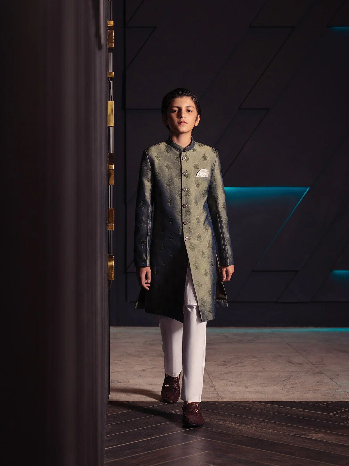 Boy's Green Sherwani Suit - EBTS21-34019 - Image 8