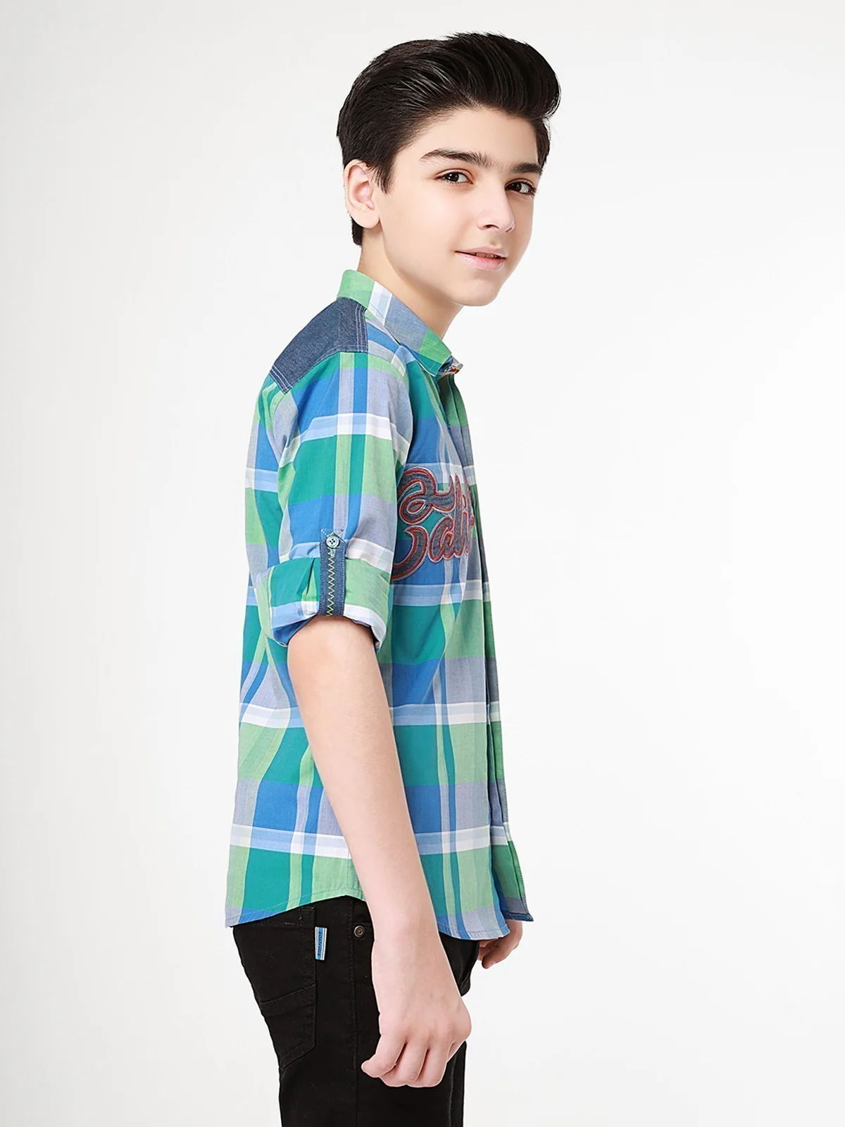 Boy's Blue & Green Shirt - EBTS22-27331 - Image 2