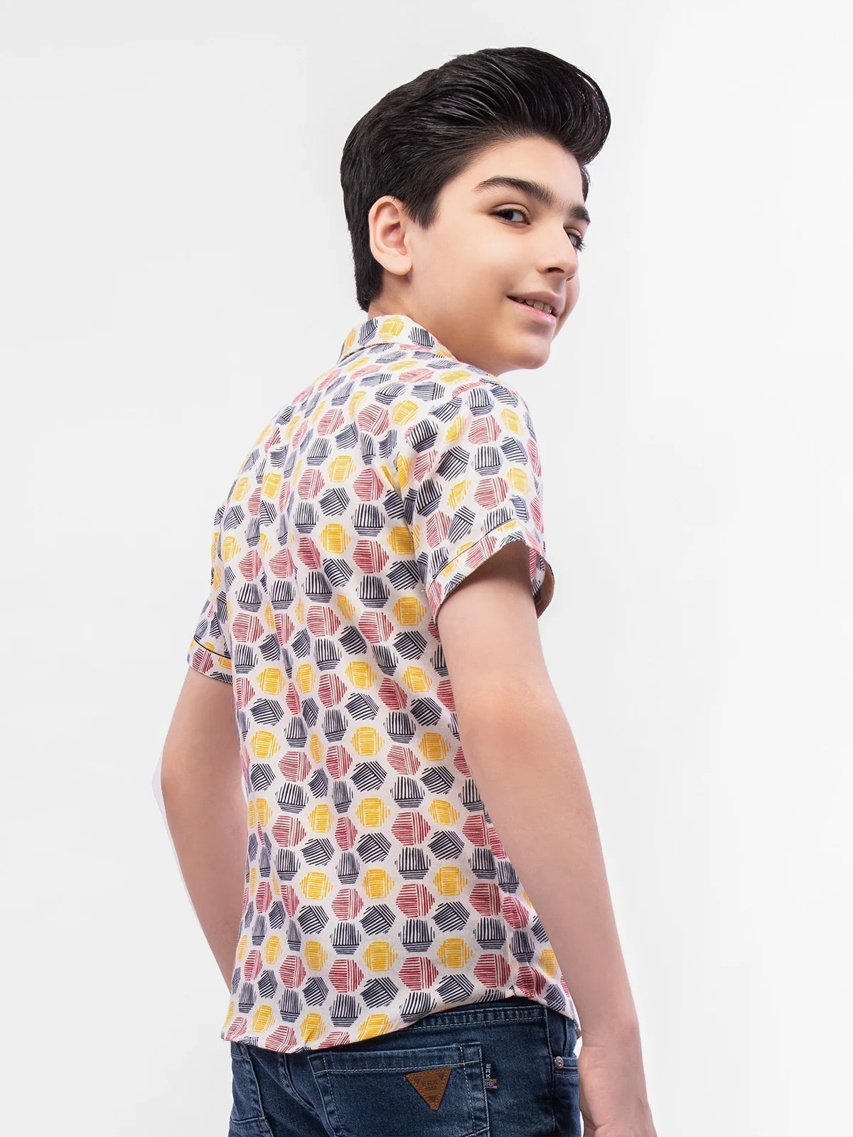Boy's White Multi Shirt - EBTS22-27373 - Image 3