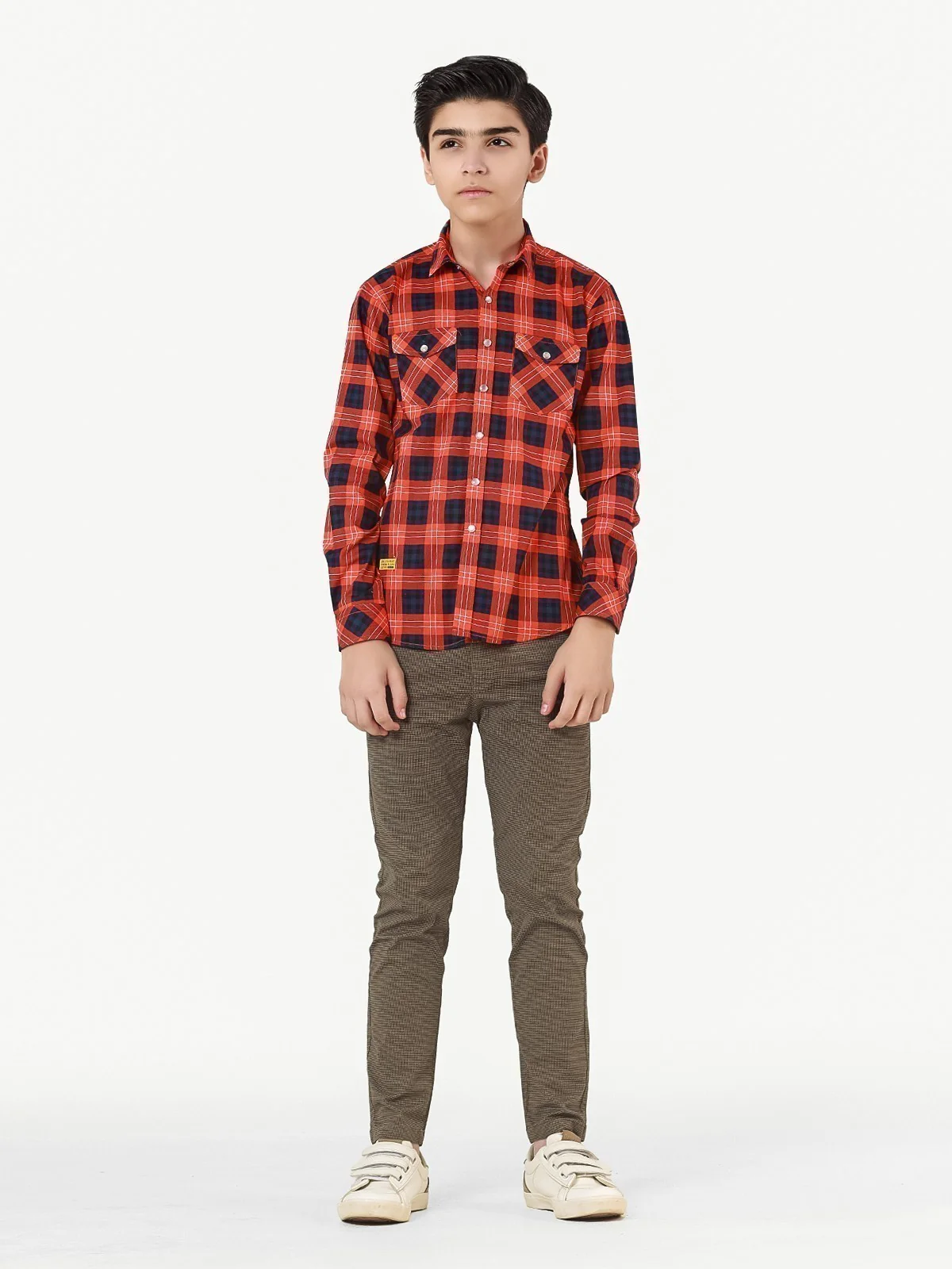 Boy's Rust & Blue Shirt - EBTS22-27398 - Image 2