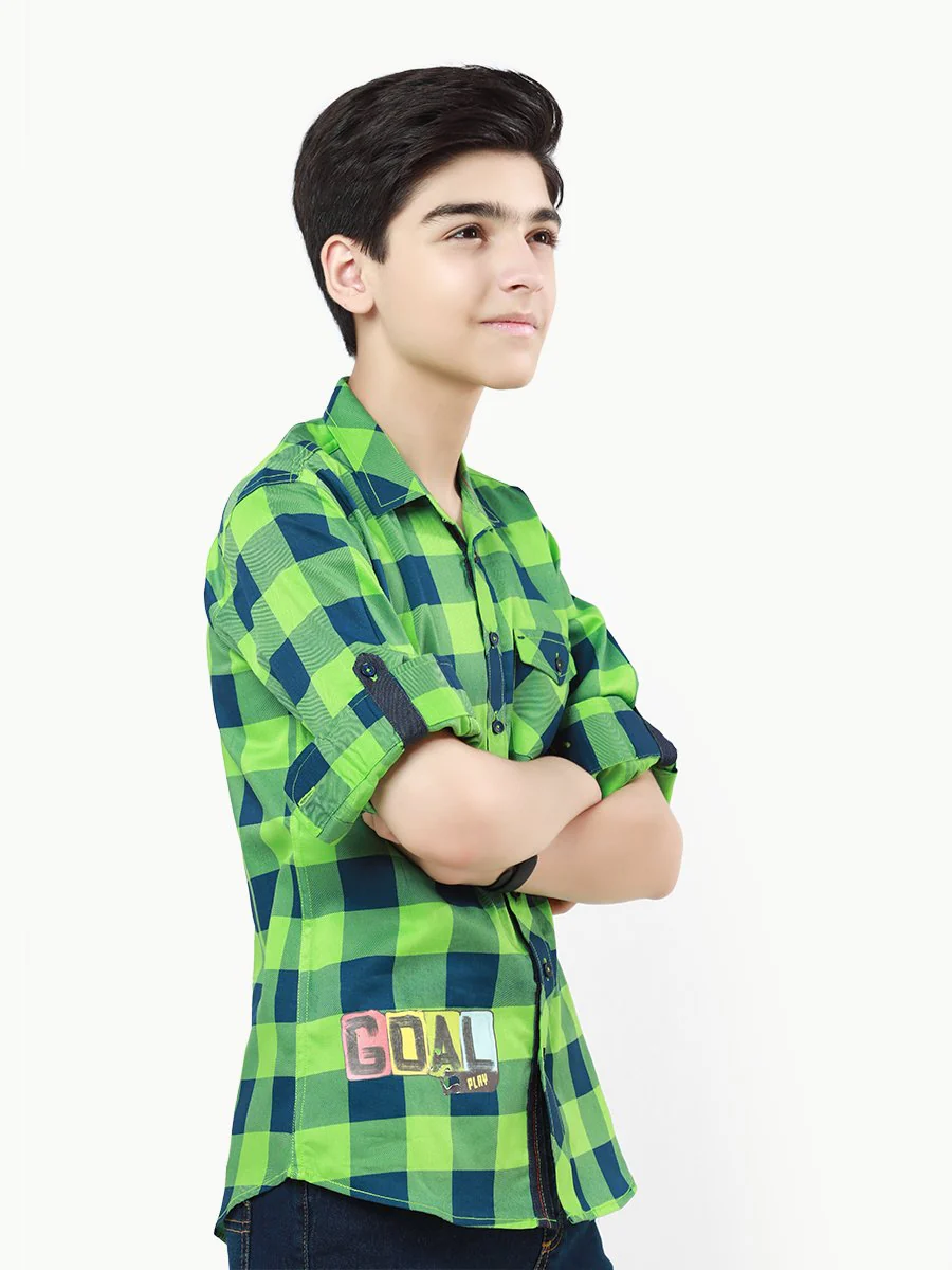 Boy's Blue & Green Shirt - EBTS22-27406 - Image 2