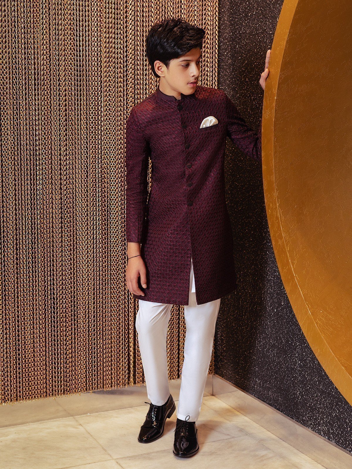 Boy's Burgundy Sherwani - EBTS22-34011 - Image 5