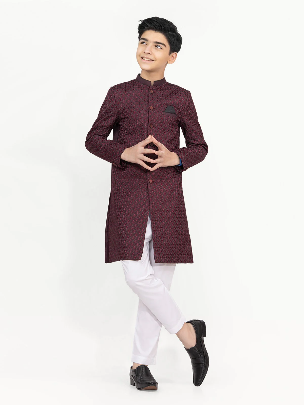 Boy's Burgundy Sherwani - EBTS22-34011 - Image 7