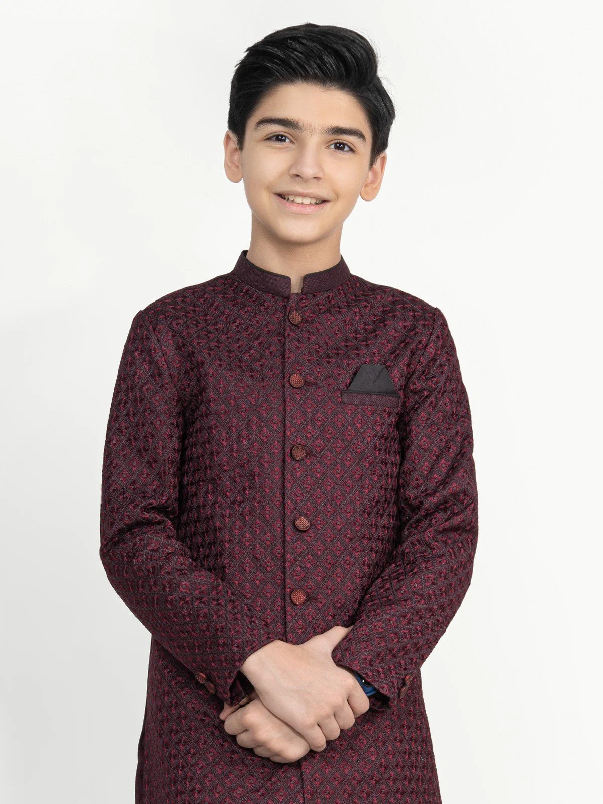 Boy's Burgundy Sherwani - EBTS22-34011 - Image 8