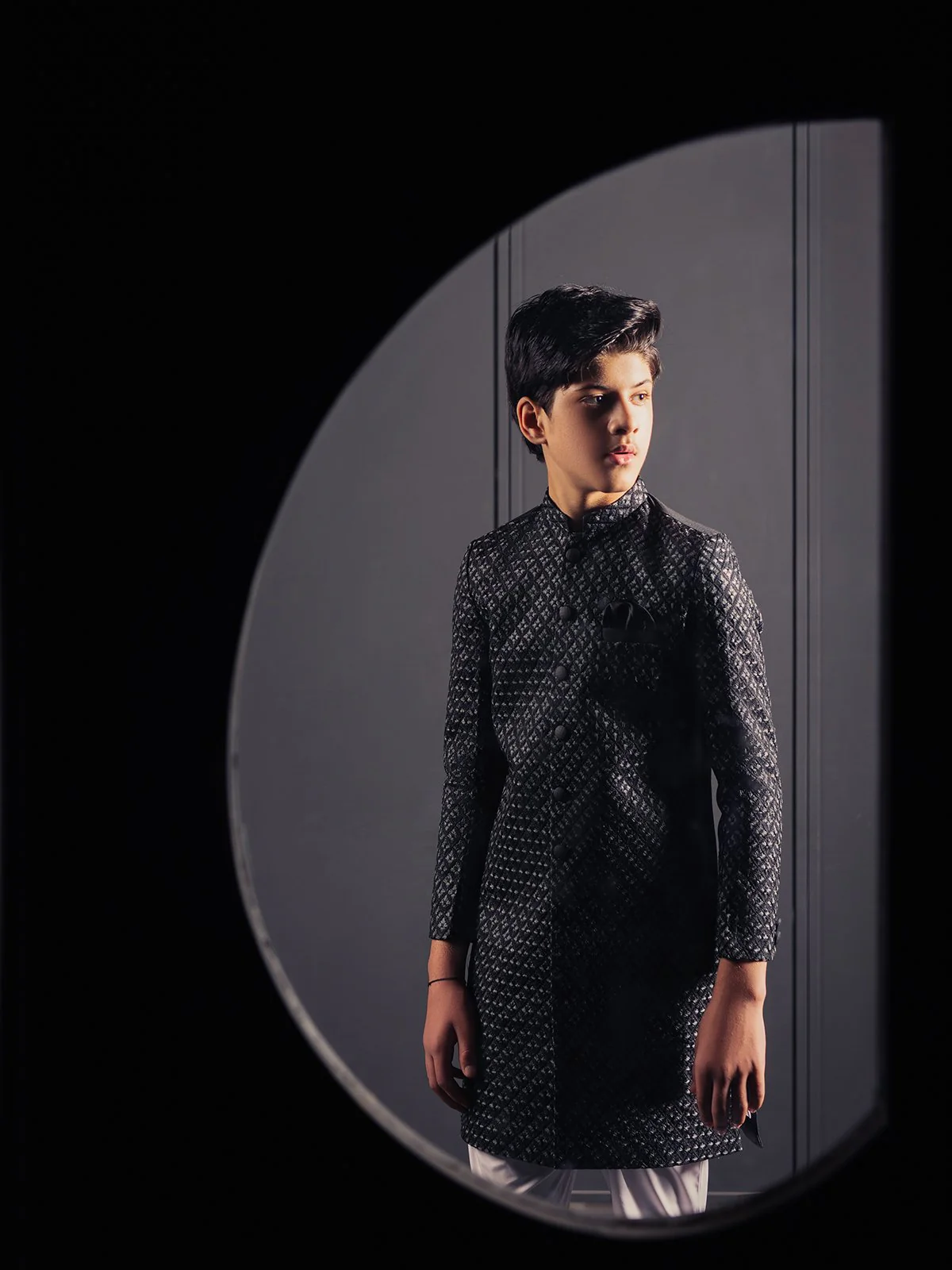 Boy's Black Sherwani - EBTS22-34017 - Image 3