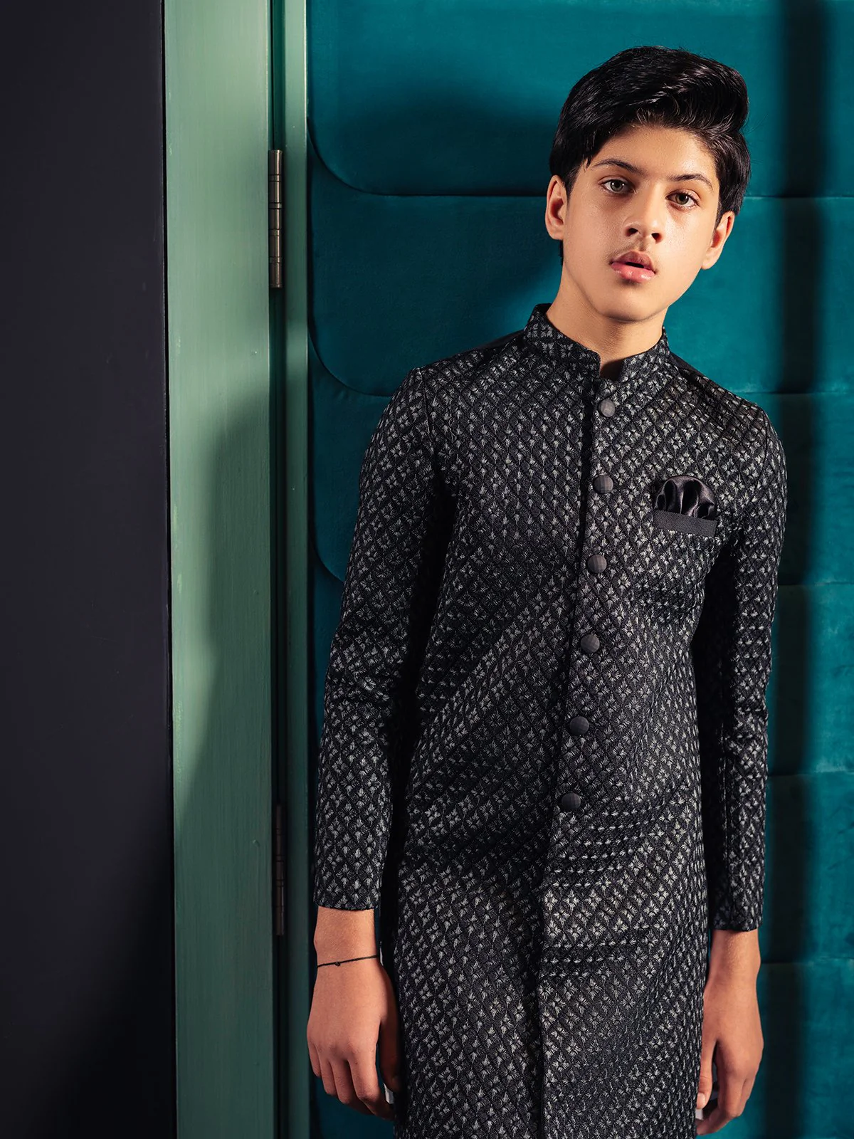Boy's Black Sherwani - EBTS22-34017 - Image 4