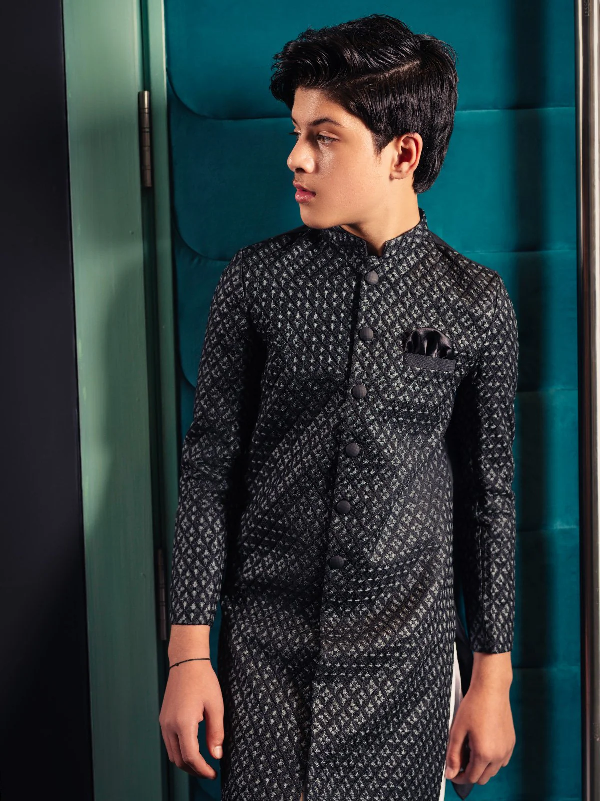 Boy's Black Sherwani - EBTS22-34017 - Image 5