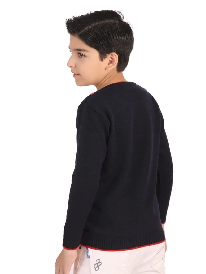 Boy's Navy Blue Sweater - EBTSWT19-012 - Image 3