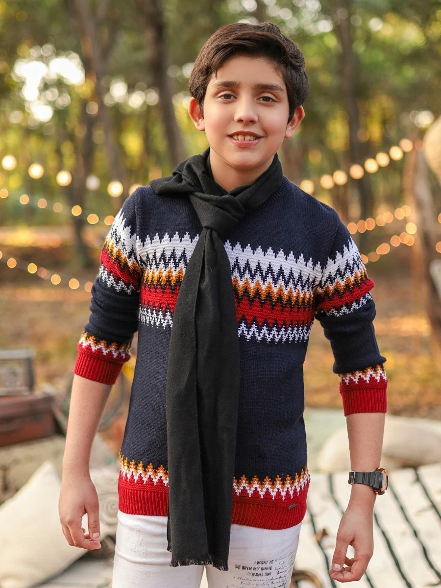 Boy's Navy Blue Sweater - EBTSWT20-009 - Image 3