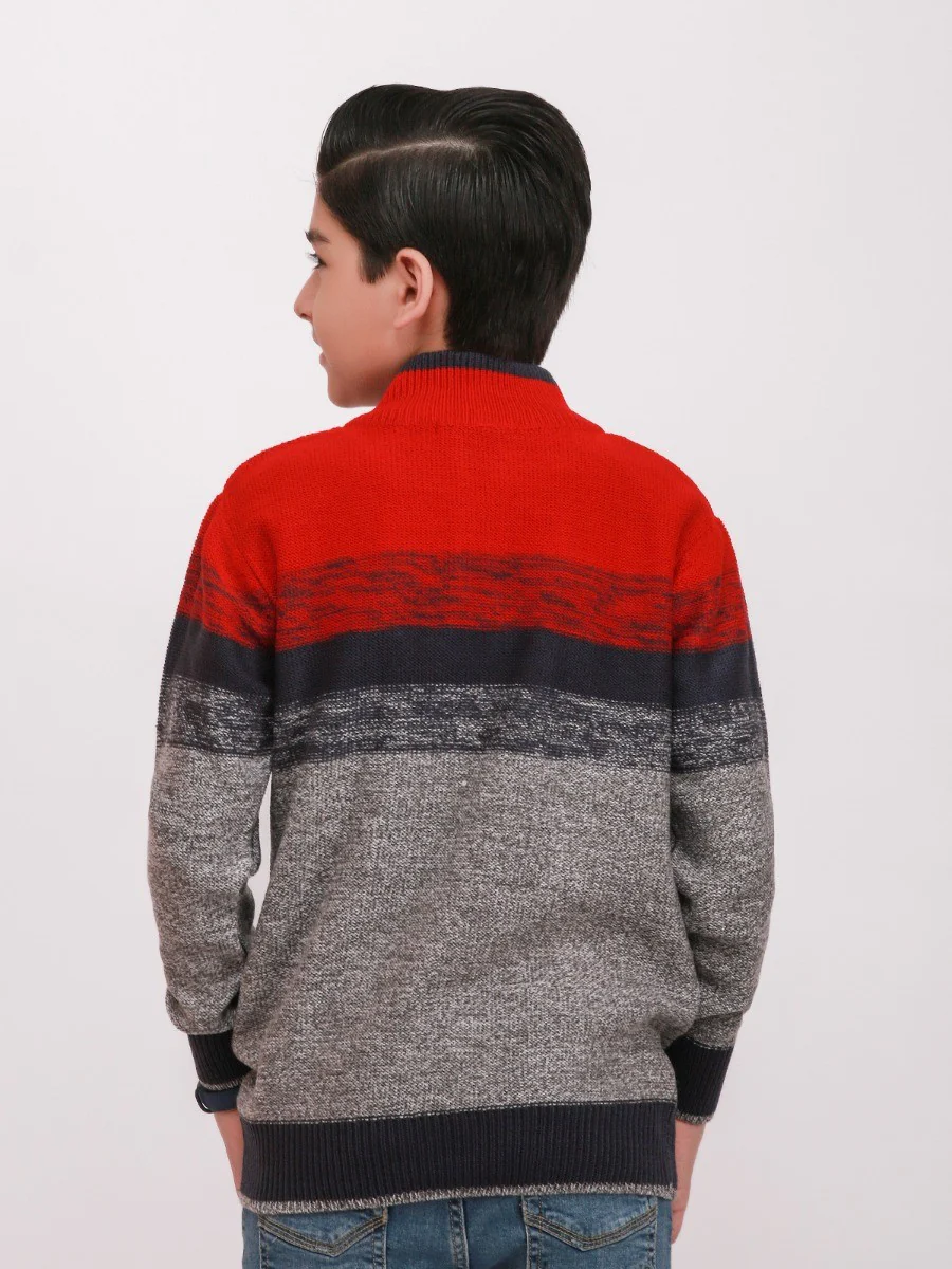 Boy's Red Grey Sweater - EBTSWT20-013 - Image 2