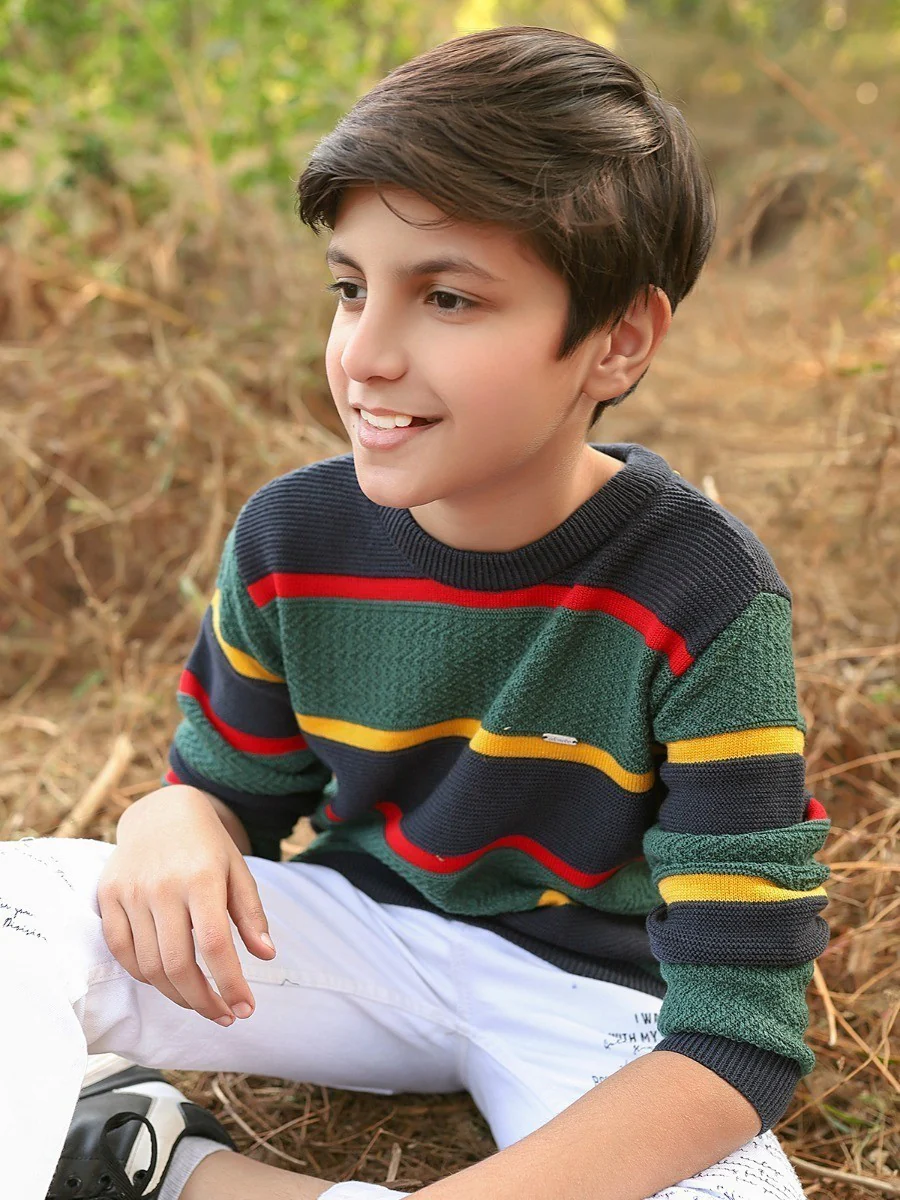 Boy's Bottle Green Sweater - EBTSWT20-015 - Image 3