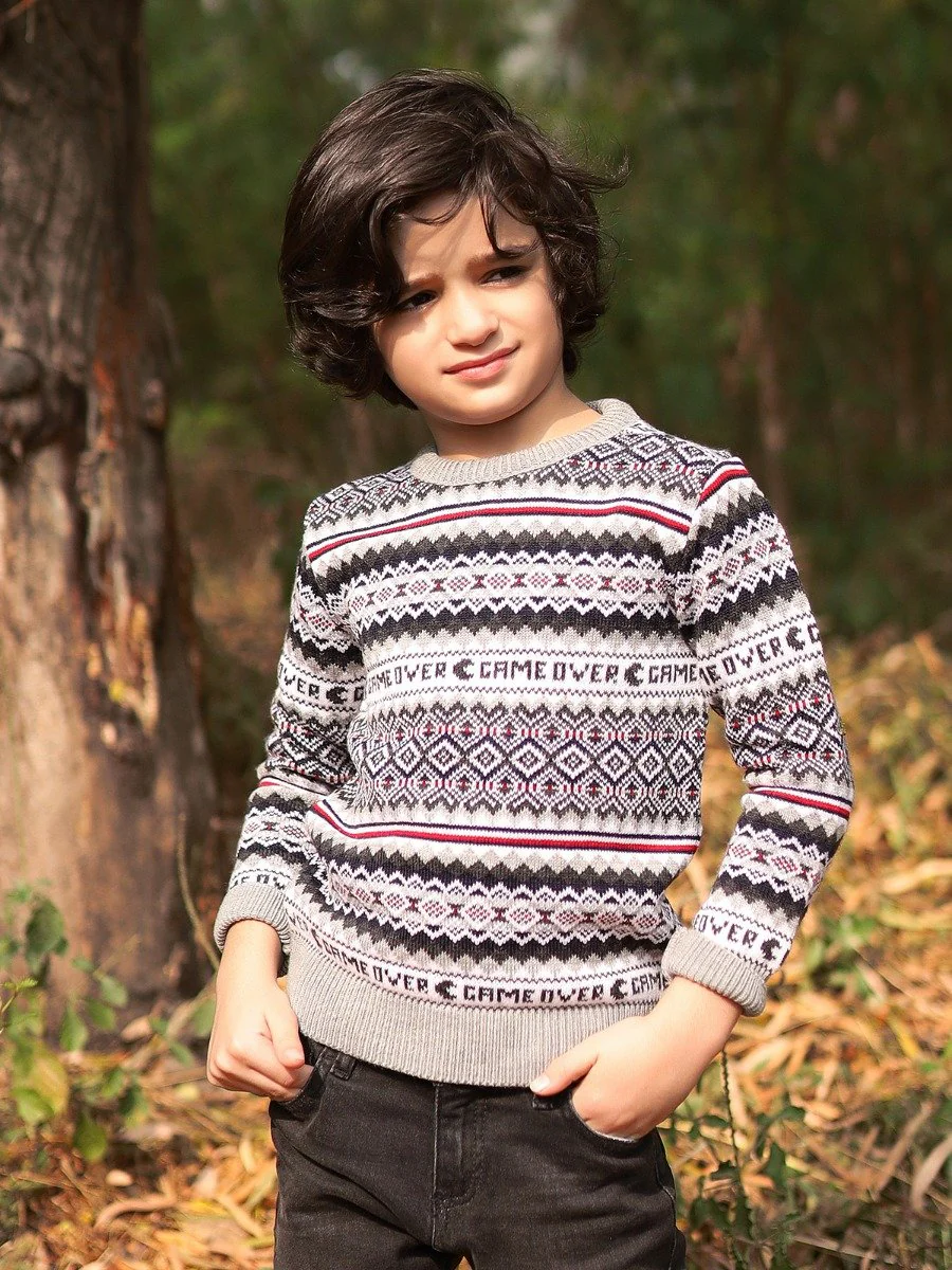 Boy's Heather Grey Sweater - EBTSWT20-016 - Image 2