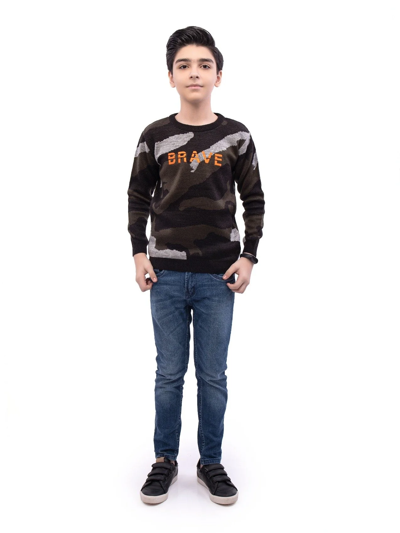 Boy's Olive & Black Sweater - EBTSWT21-001 - Image 2