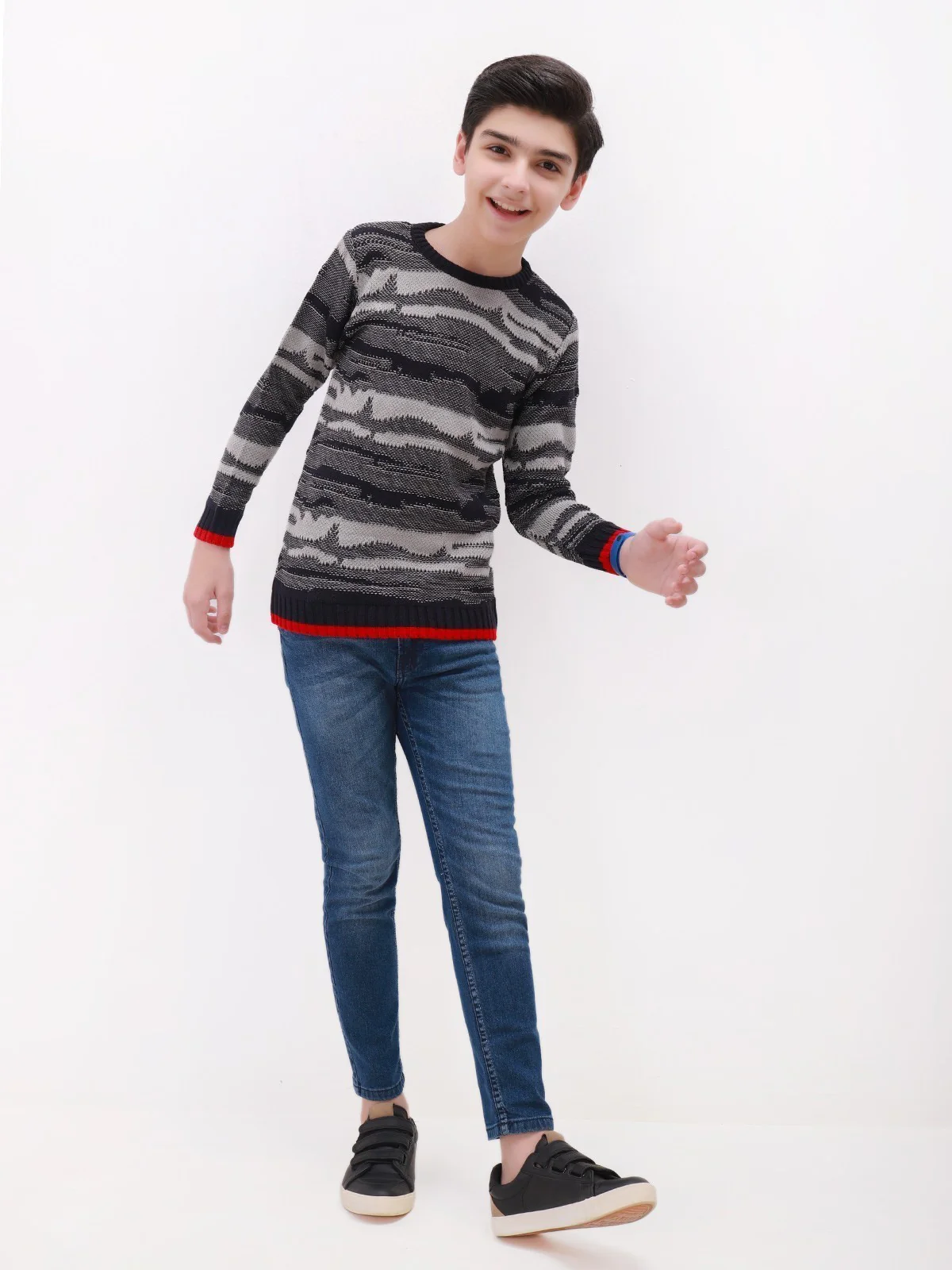 Boy's Grey & Navy Sweater - EBTSWT21-003 - Image 2