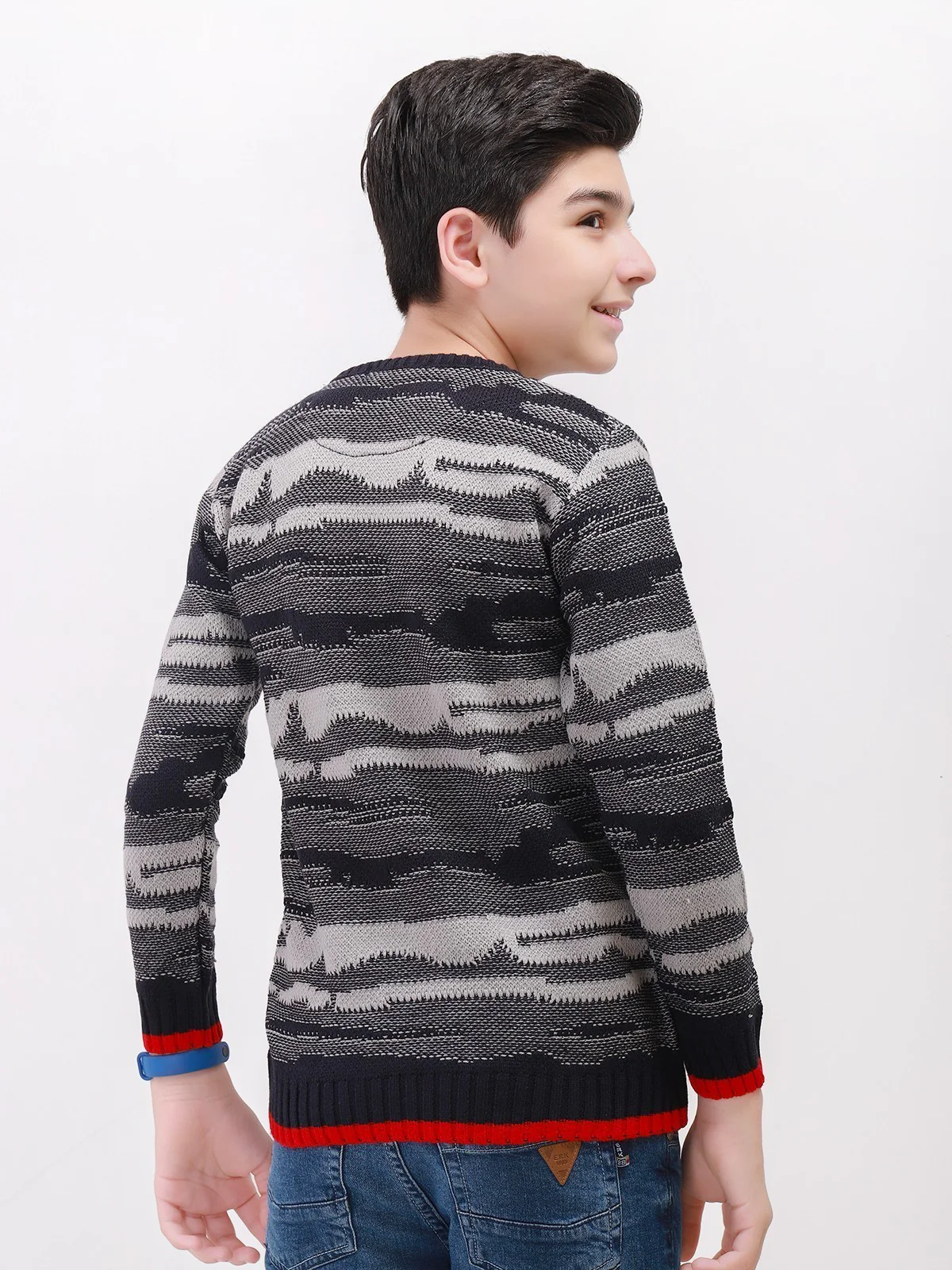 Boy's Grey & Navy Sweater - EBTSWT21-003 - Image 3