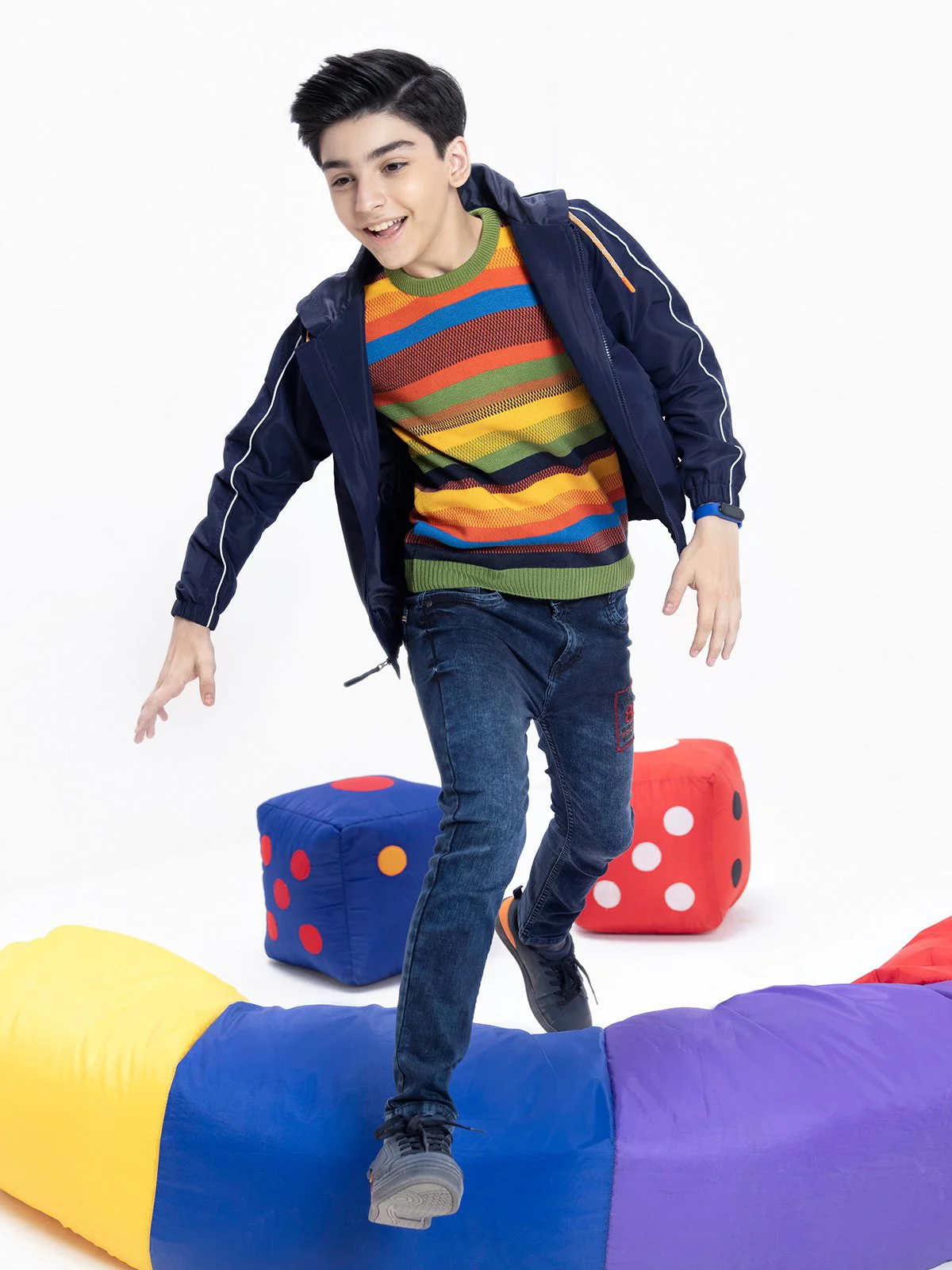 Boy's Orange Multi Sweater - EBTSWT21-006