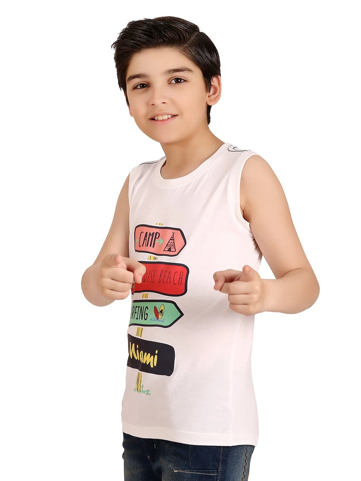 Boy's White Tank Top - EBTT20-006 - Image 2