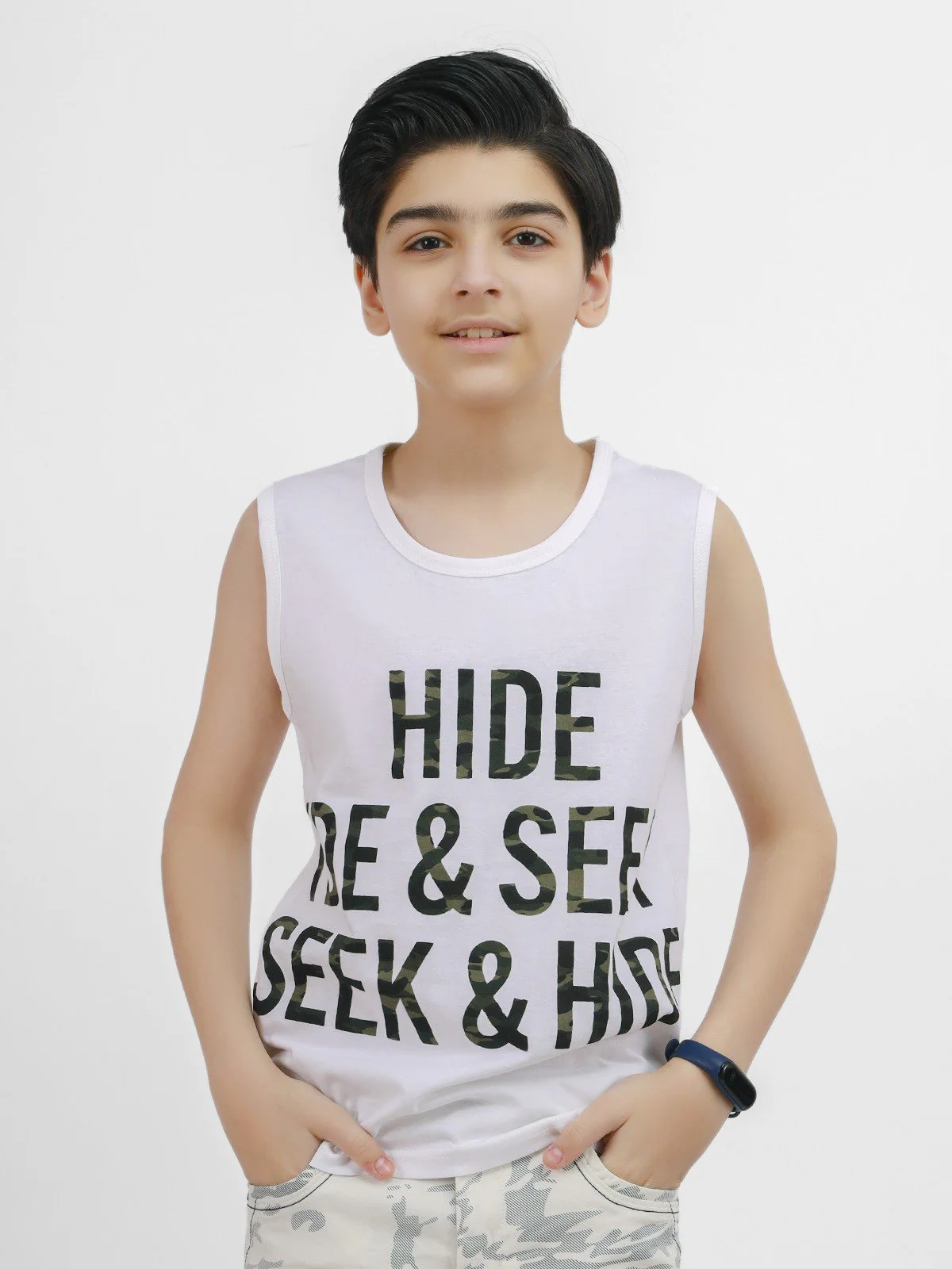 Boy's White Tank Top - EBTT21-005