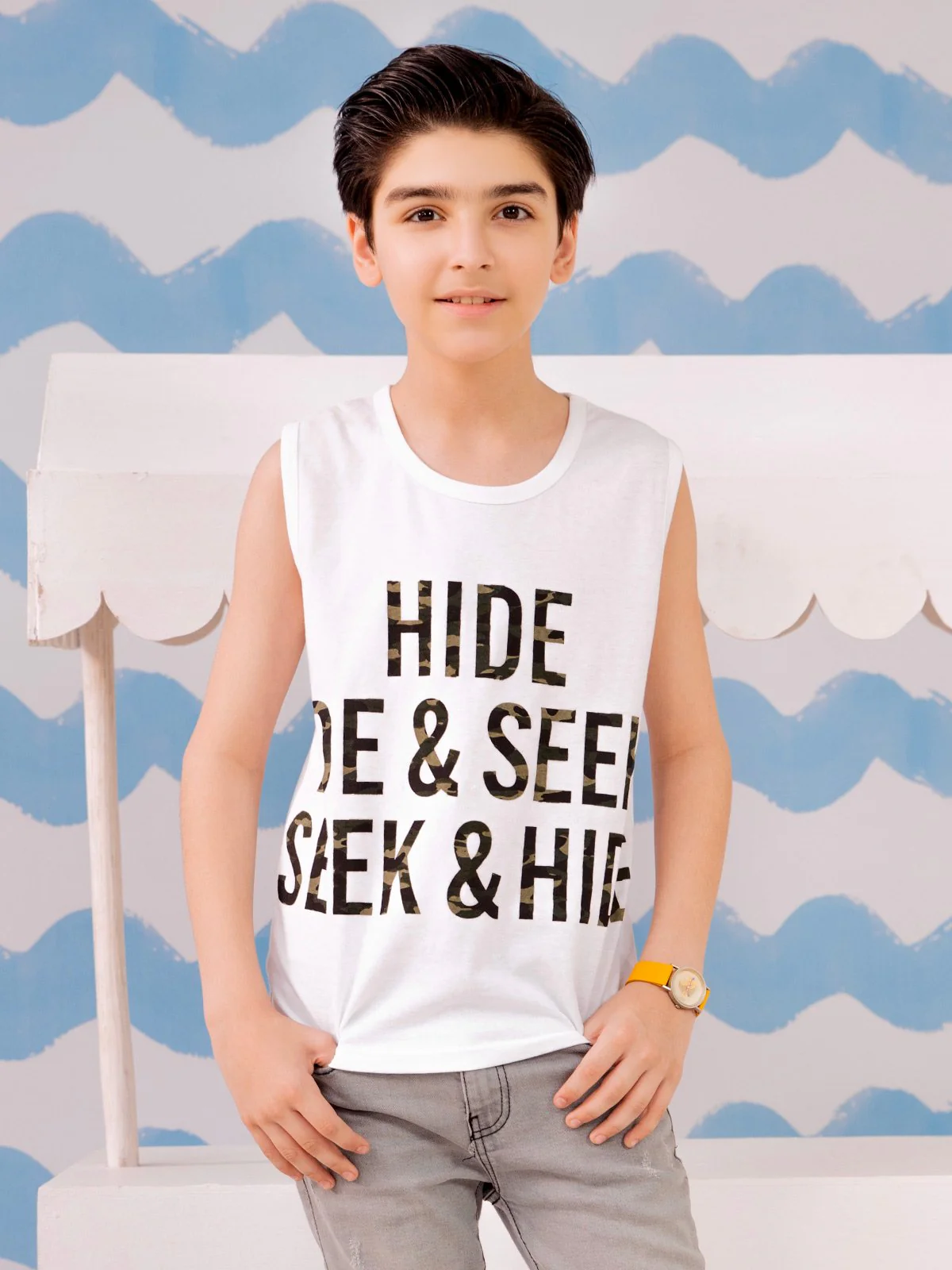 Boy's White Tank Top - EBTT21-005 - Image 3