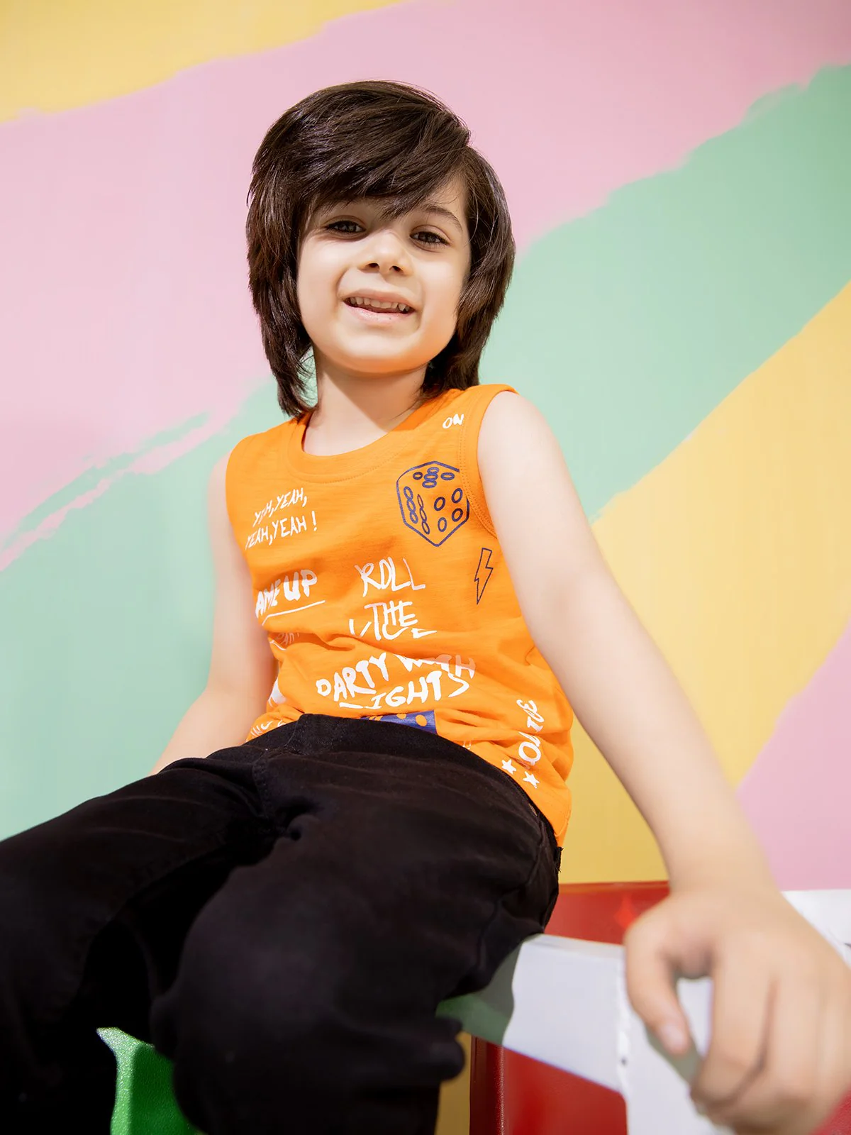 Boy's Orange Tank Top - EBTT21-007 - Image 2