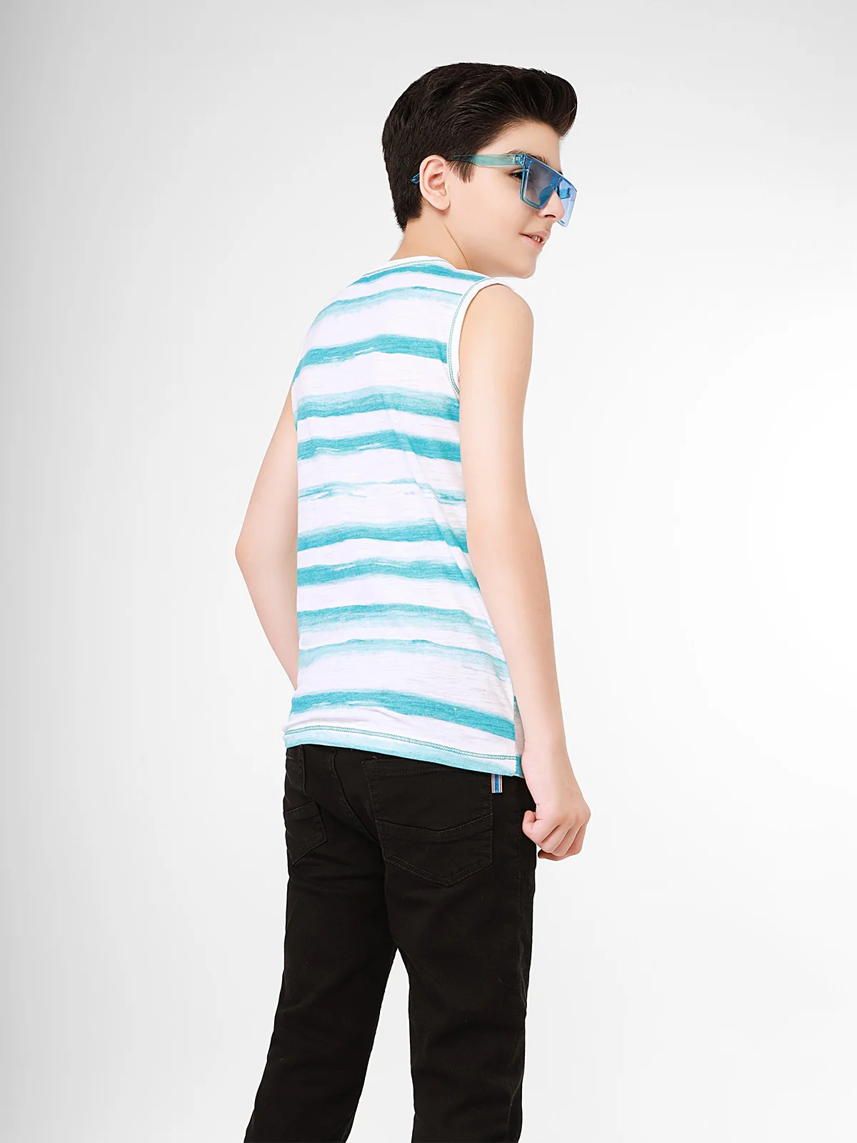 Boy's Blue & White Tank Top - EBTT21-008 - Image 3