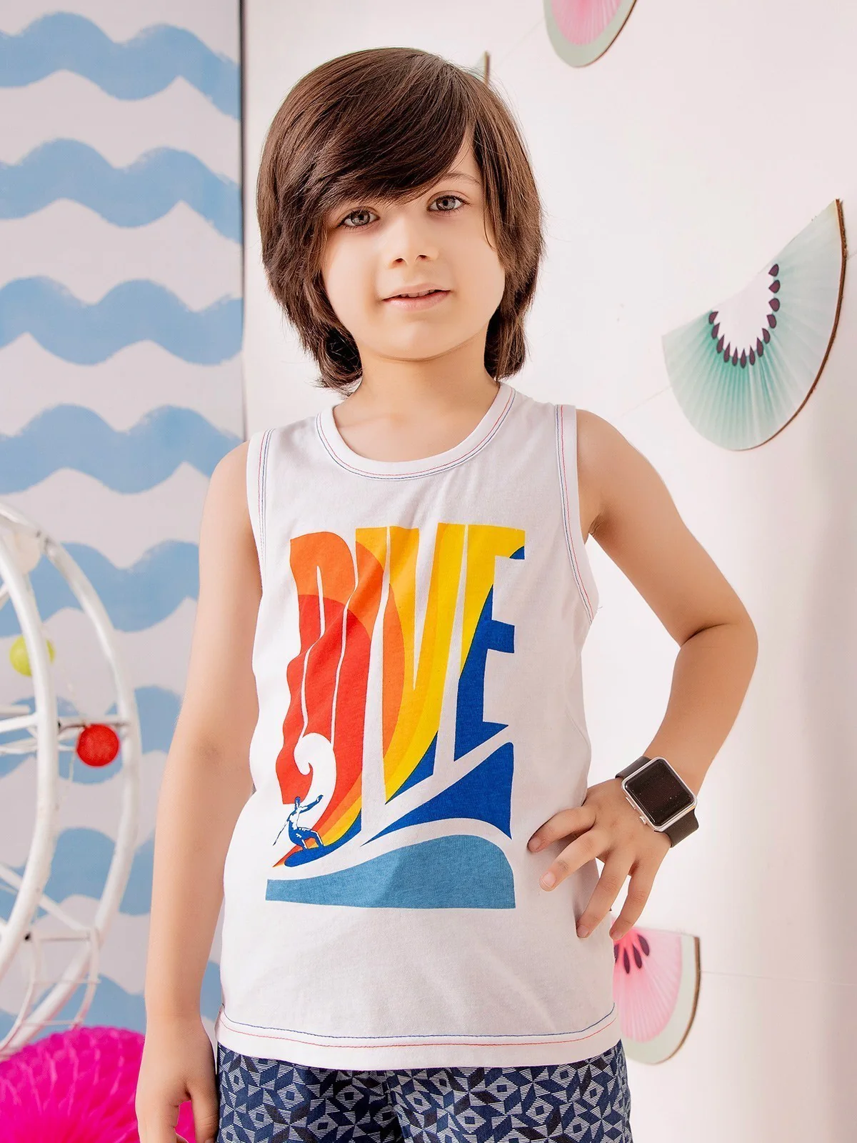 Boy's White Tank Top - EBTT21-014 - Image 2