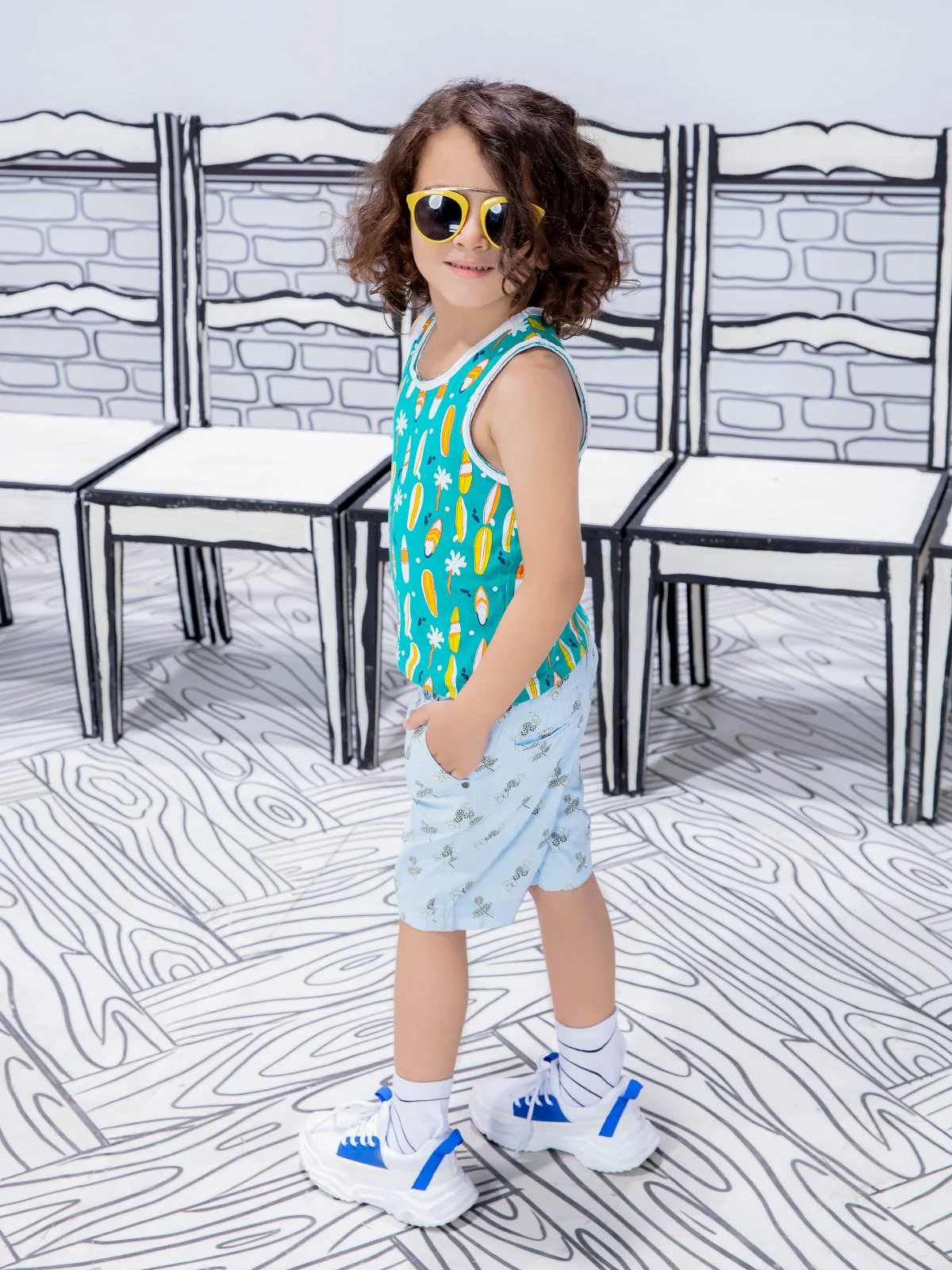 Boy's Teal Blue Tank Top - EBTT21-020 - Image 6