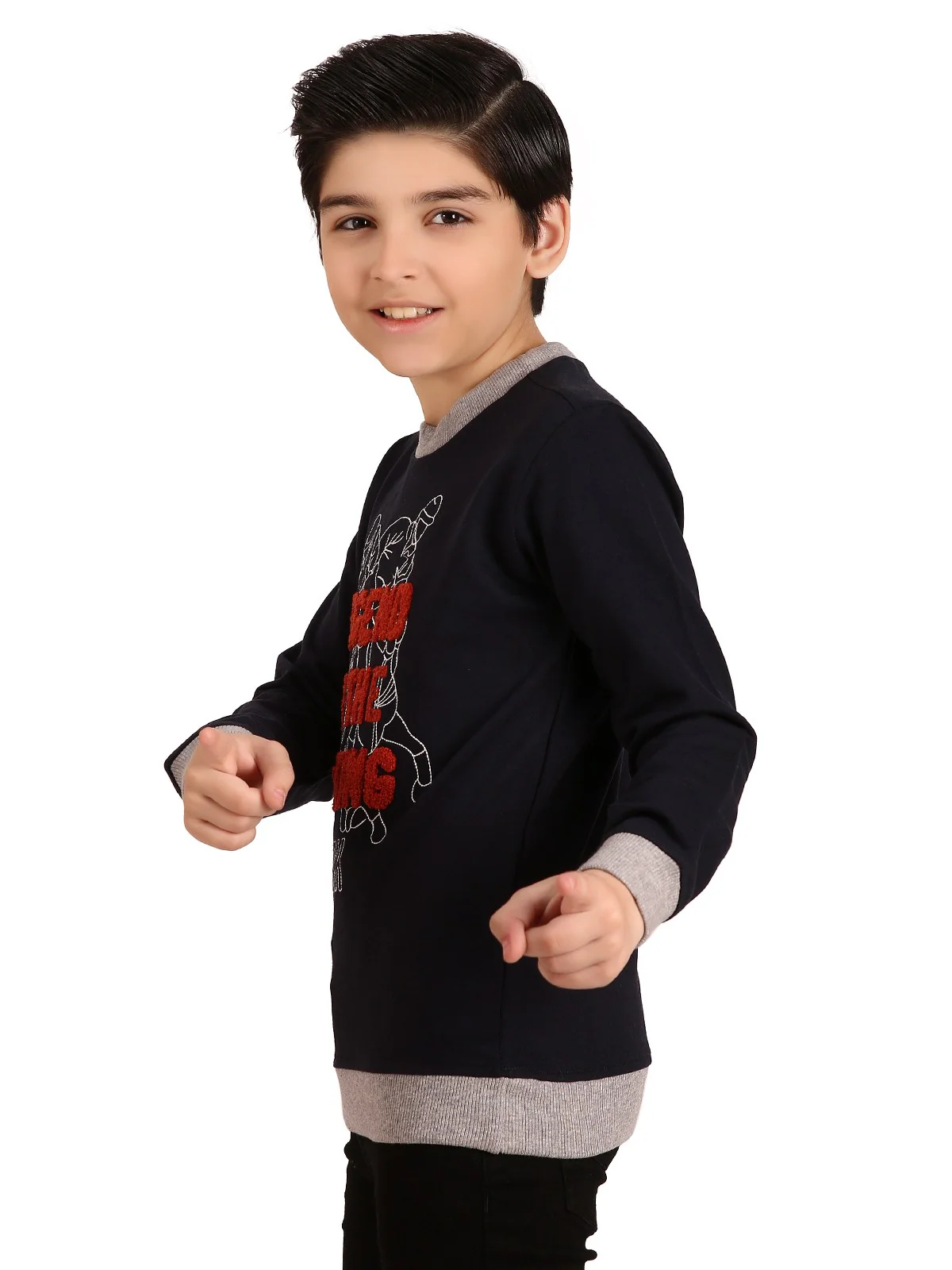 Boy's Deep Navy Full Sleeves T-Shirt - EBTTF19-018 - Image 2