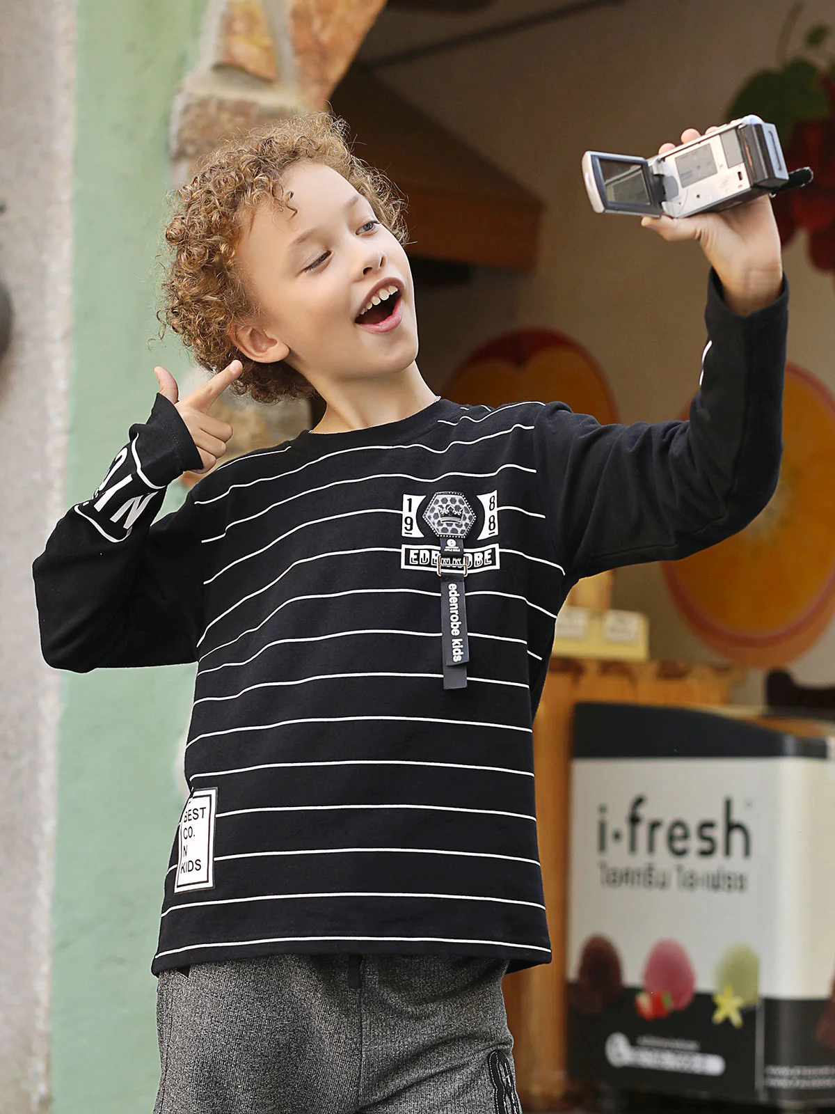 Boy's Black Full Sleeves T-Shirt - EBTTS18-2440 - Image 3