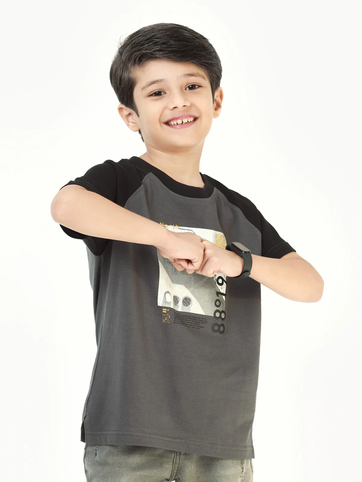 Boy's Grey & Black T-Shirt - EBTTS22-030 - Image 3