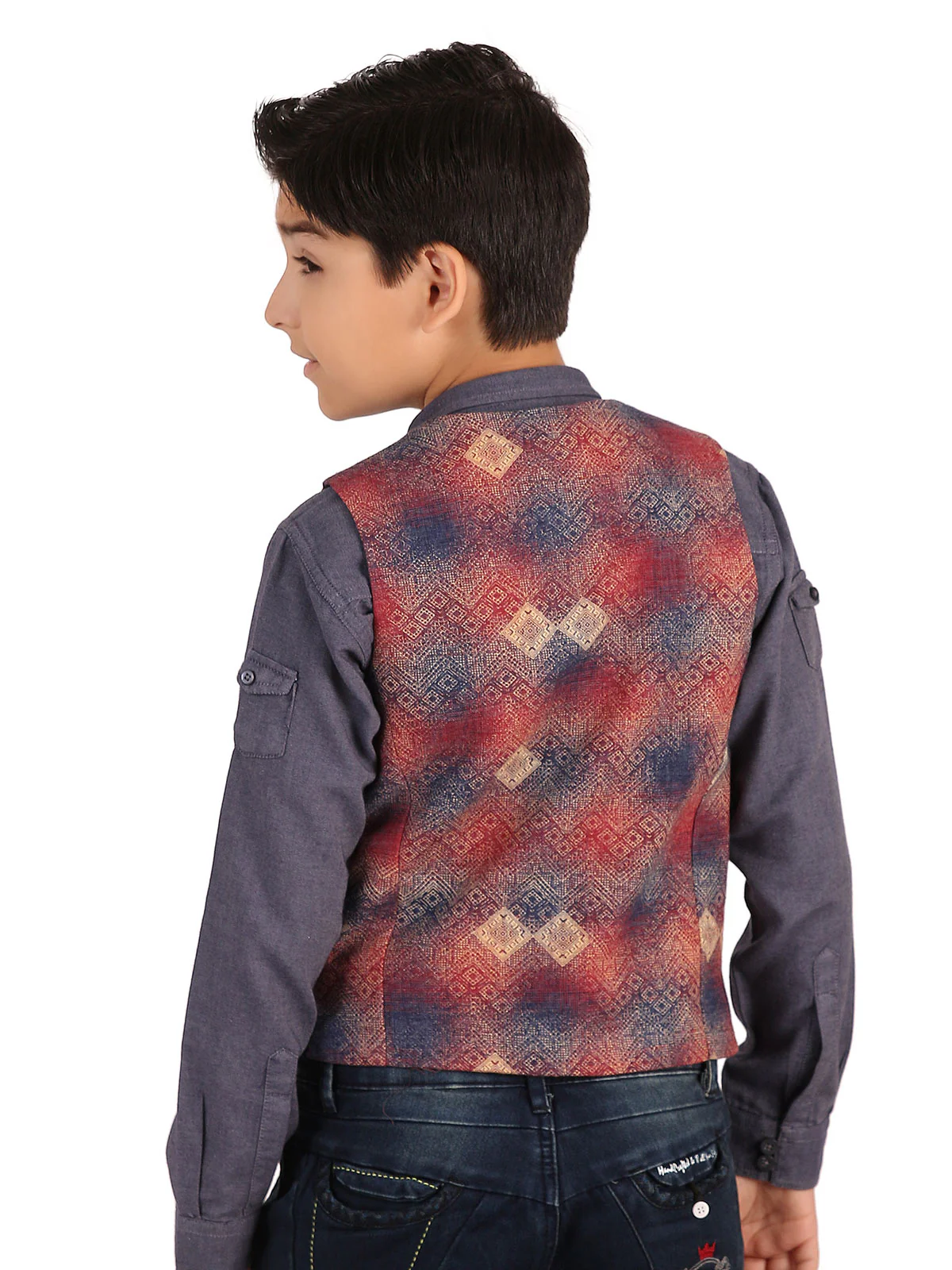 Boy's Maroon Waist Coat - EBTWC19-28024 - Image 2